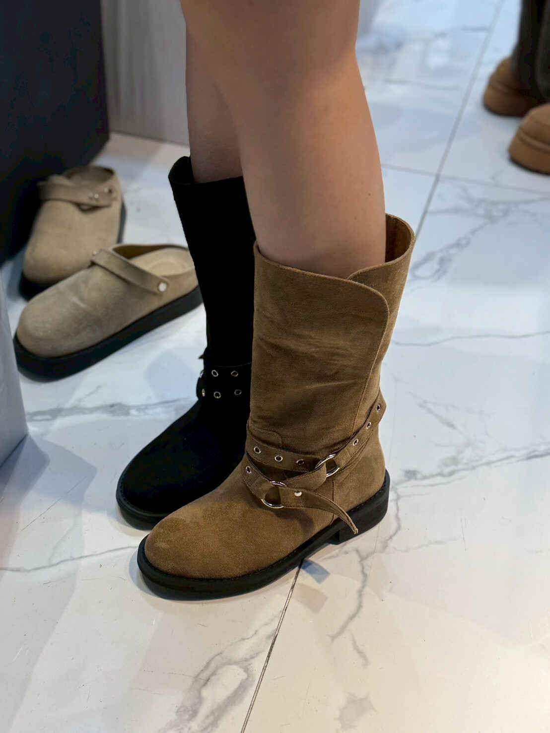 SH5221 西部牛仔中筒麂皮靴 *足碼*