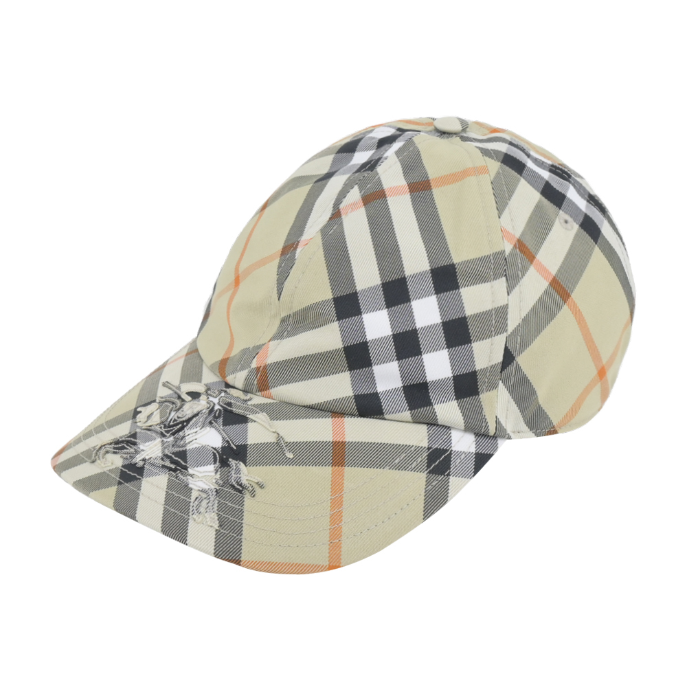 【JS’Maxx】BURBERRY騎士標誌格紋棉質混紡棒球帽(石色-S/M/L)