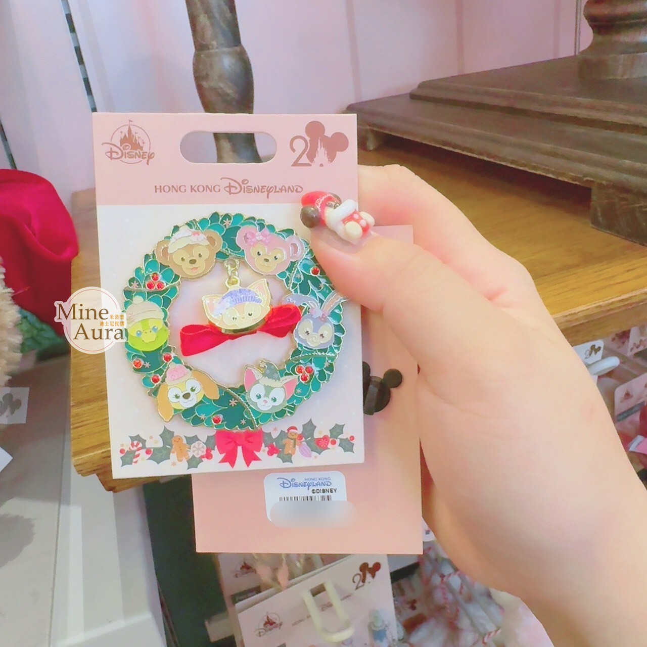 冬日暖洋洋 達菲 Duffy 與好友 聖誕 花圈 花環 造型 徽章 PIN -香港迪士尼樂園