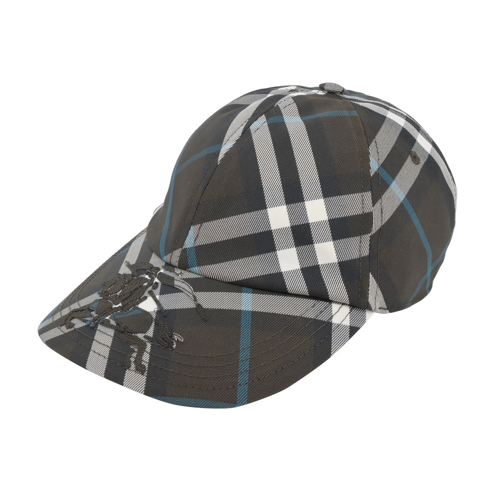 【JS’Maxx】BURBERRY騎士標誌格紋棉質混紡棒球帽(棕色-S/M)