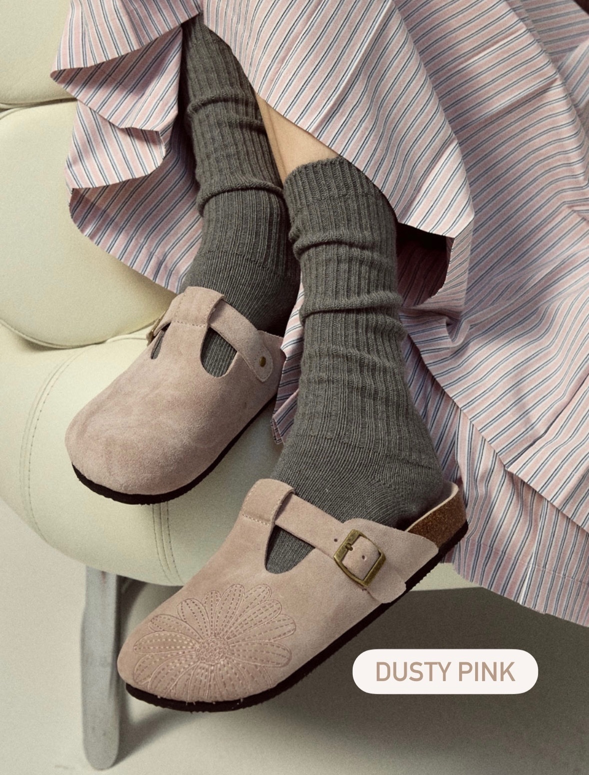 【優惠預訂】MARDI MERCREDI CLASSIQUE T-STRAP SUEDE MULE（4色）