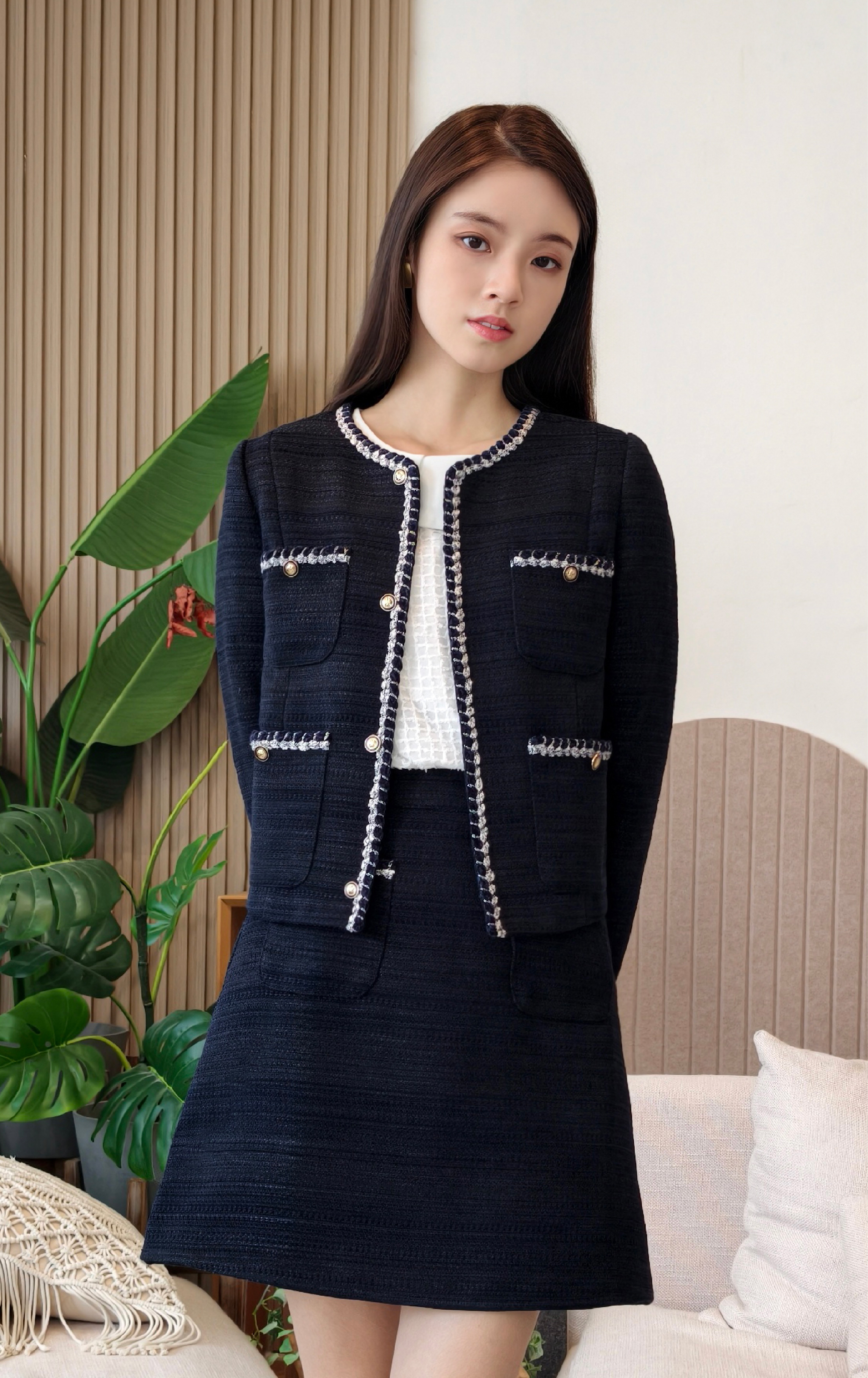 撞色花紋上衣 JK0925