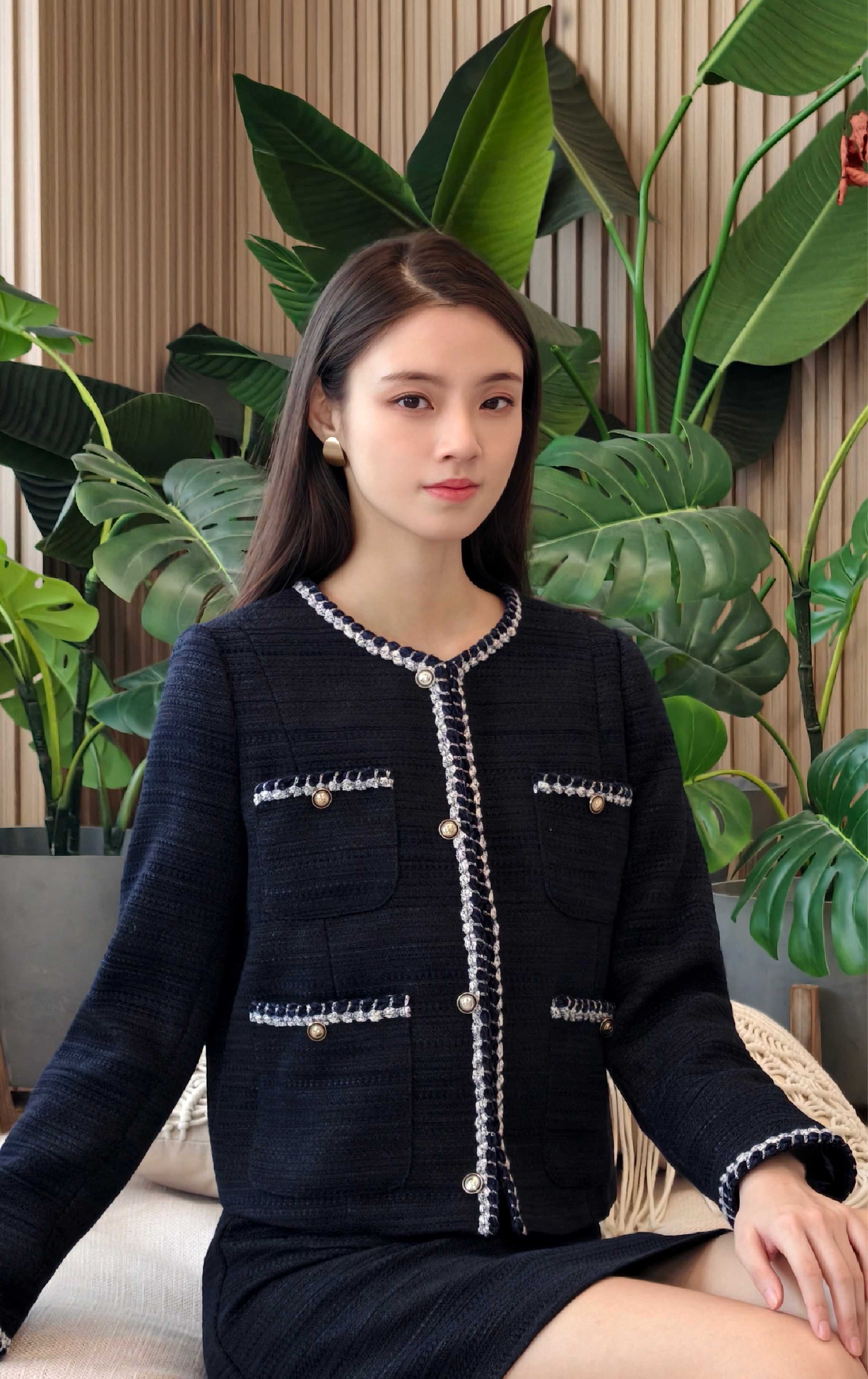 撞色花紋上衣 JK0925