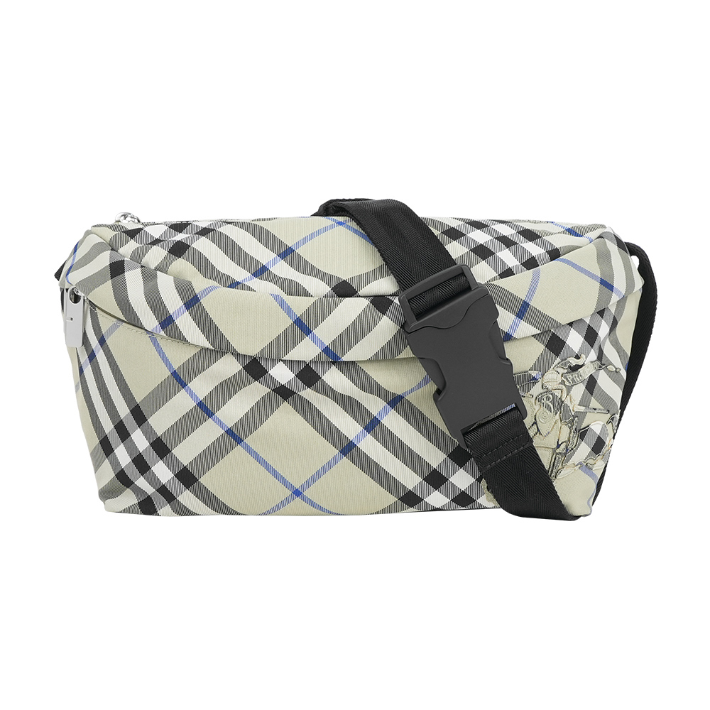 【Burberry】戰馬圖案尼龍格紋腰包(地衣色)