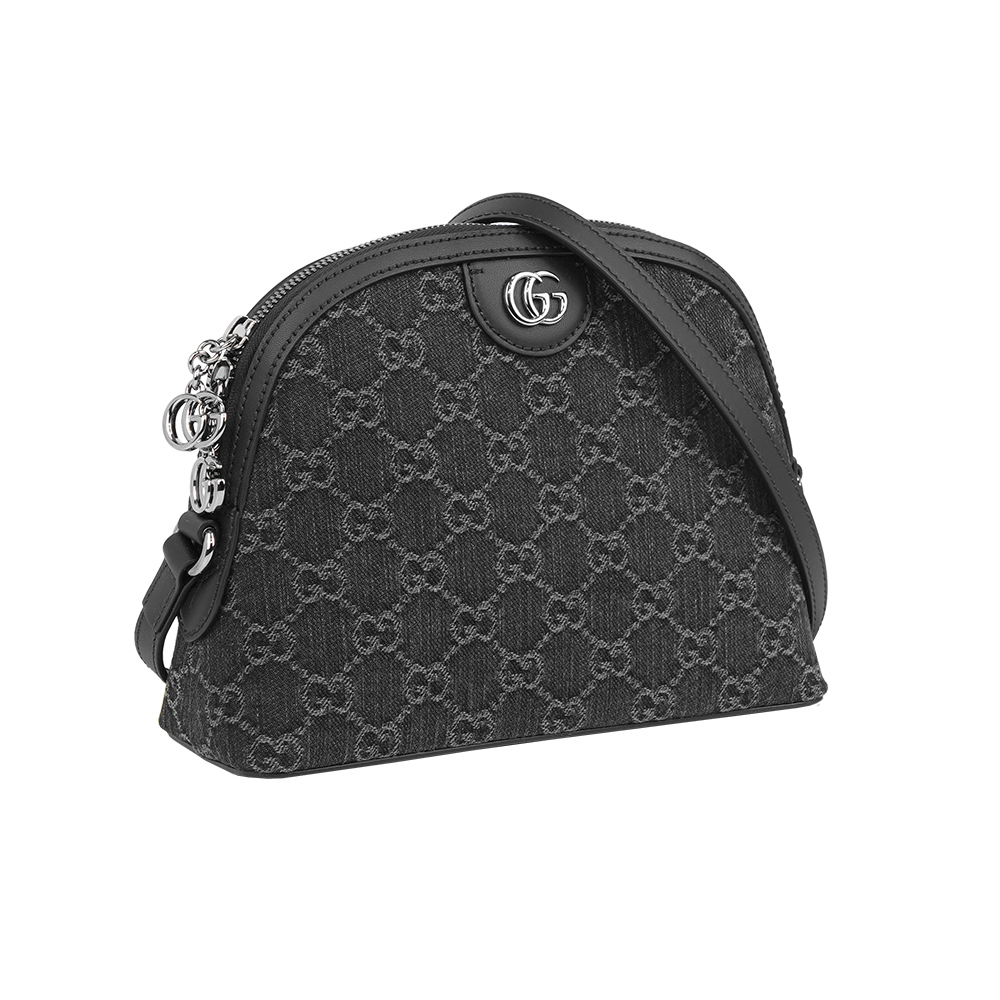 【GUCCI】GG Ophidia 牛仔布貝殼包(黑灰色)