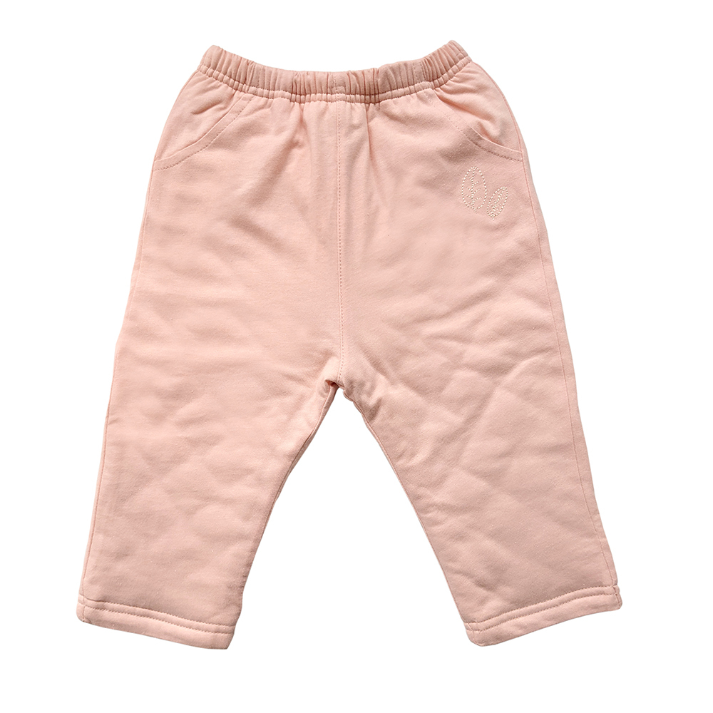 有機棉兒童/幼兒口袋鋪棉長褲-粉紅 | 藍天畫布有機棉