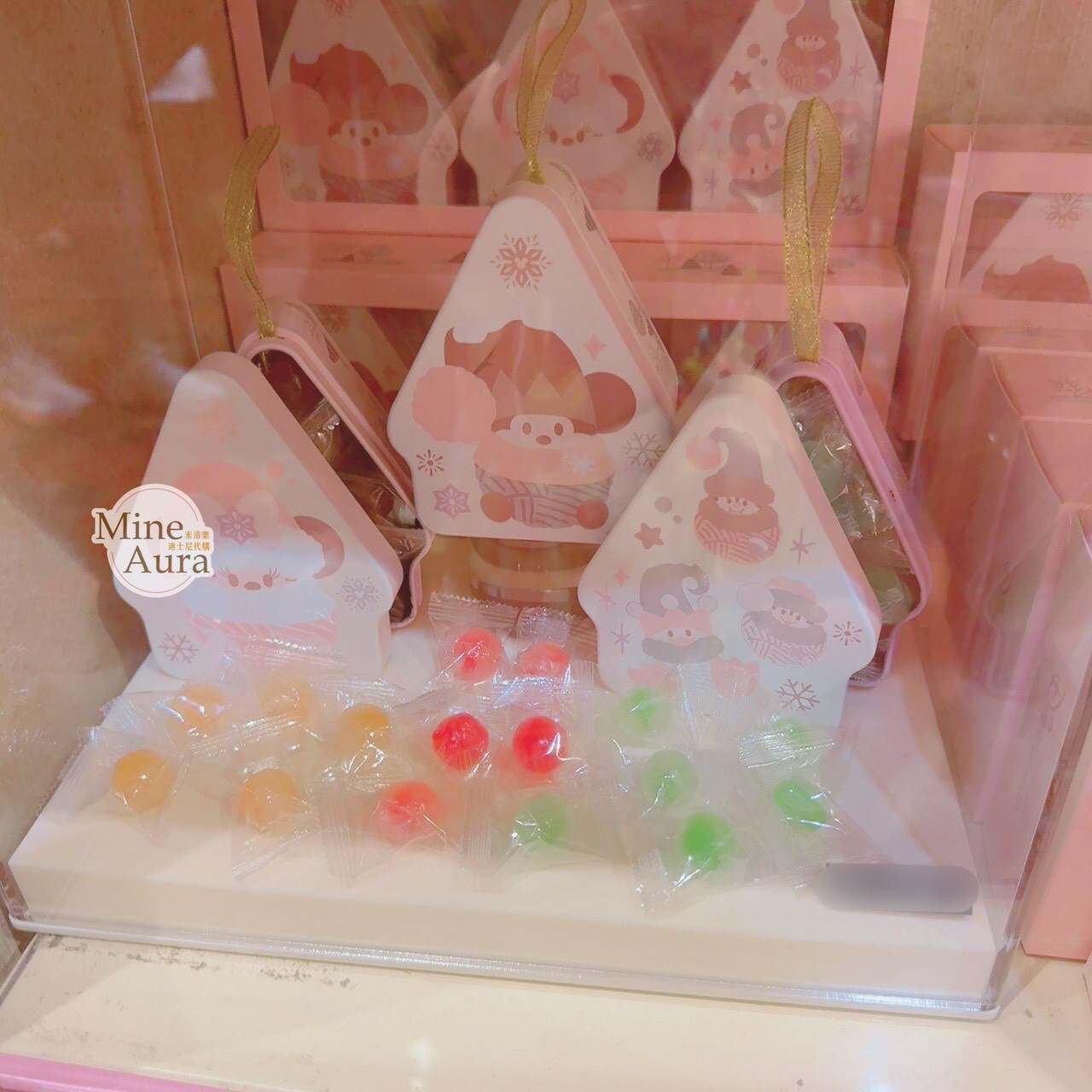 聖誕節系列 聖誕精靈 米奇 Mickey 糖果 聖誕樹造型 掛飾 鐵盒 3入組 -香港迪士尼樂園