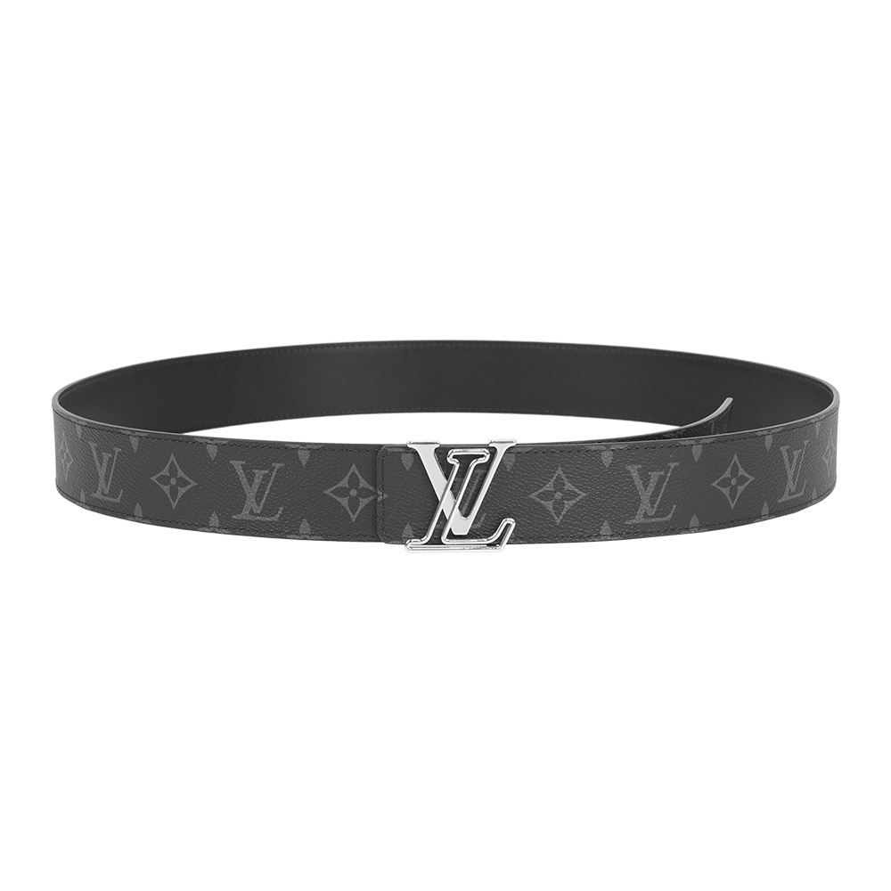 【Louis Vuitton】Line 塗層帆布及皮革雙面可用皮帶 110cm (黑色)