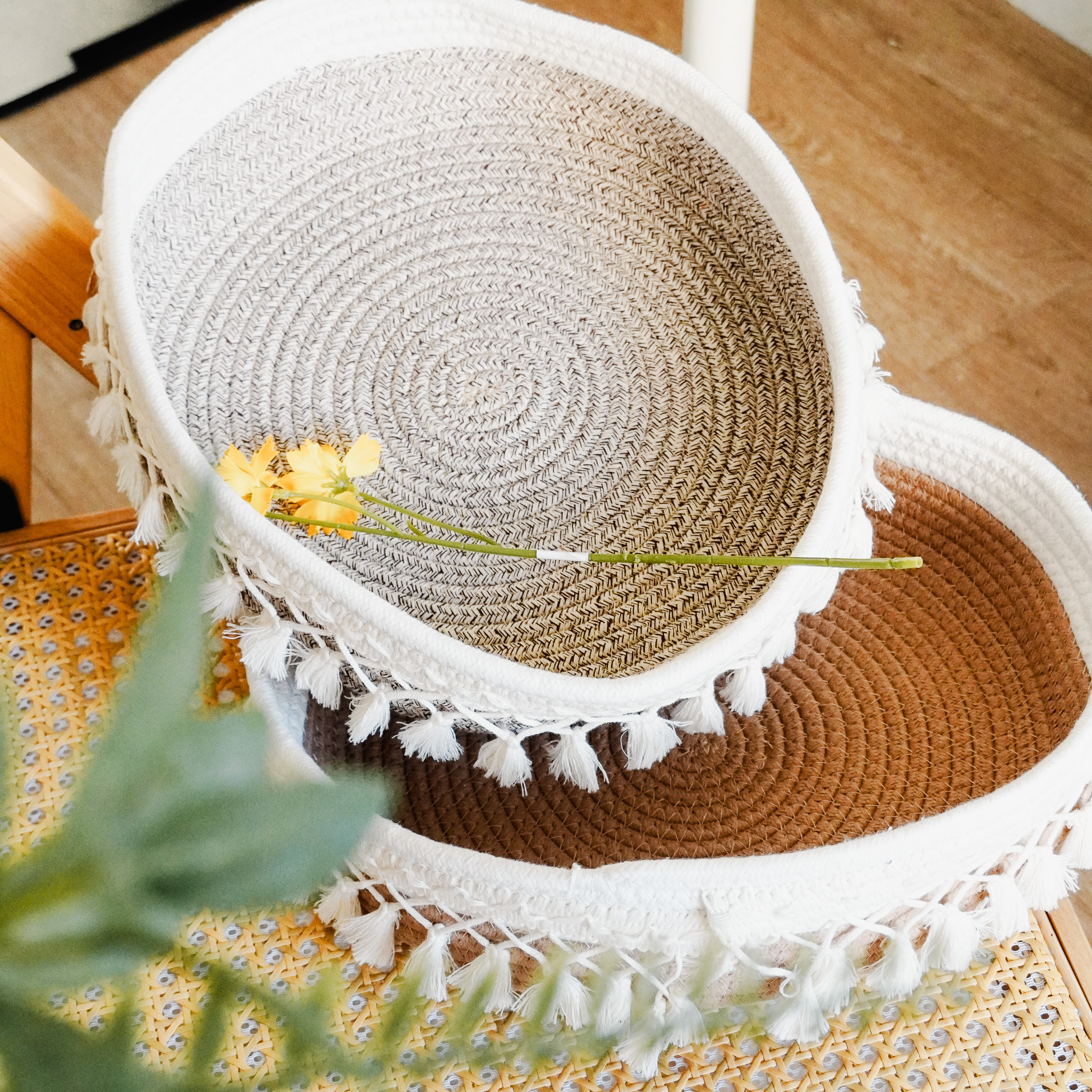 法式流蘇編織收納籃 兩色售