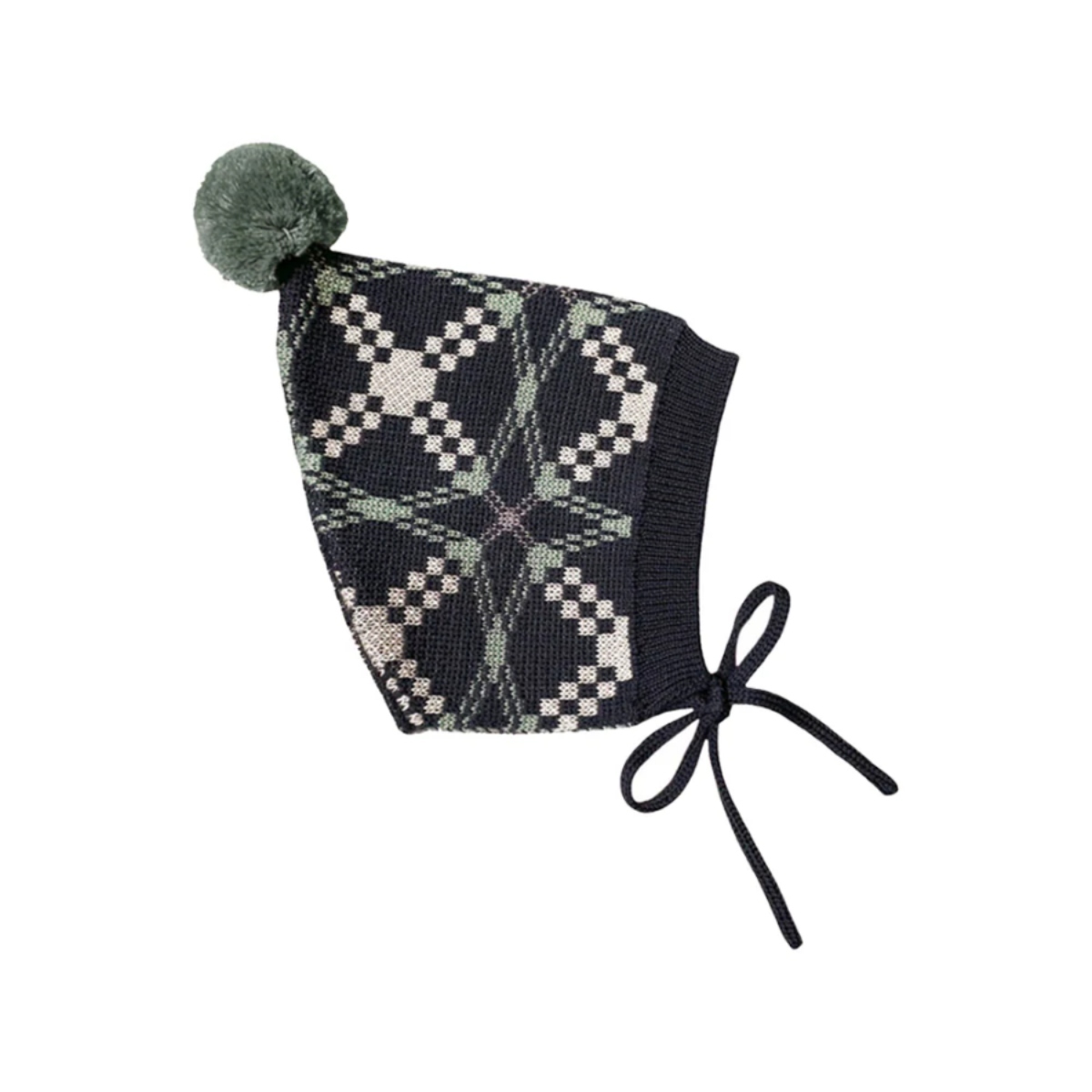 MABLI 復古織紋針織毛球綁帶帽 SÉR BONNET- ALPINE WOLF