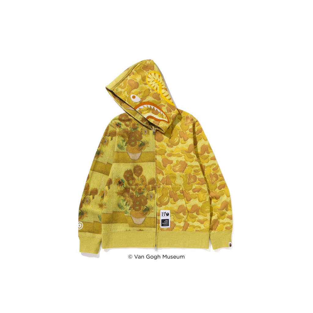 <快速出貨> BAPE 梵谷聯名 向日葵鯊魚 外套 黃