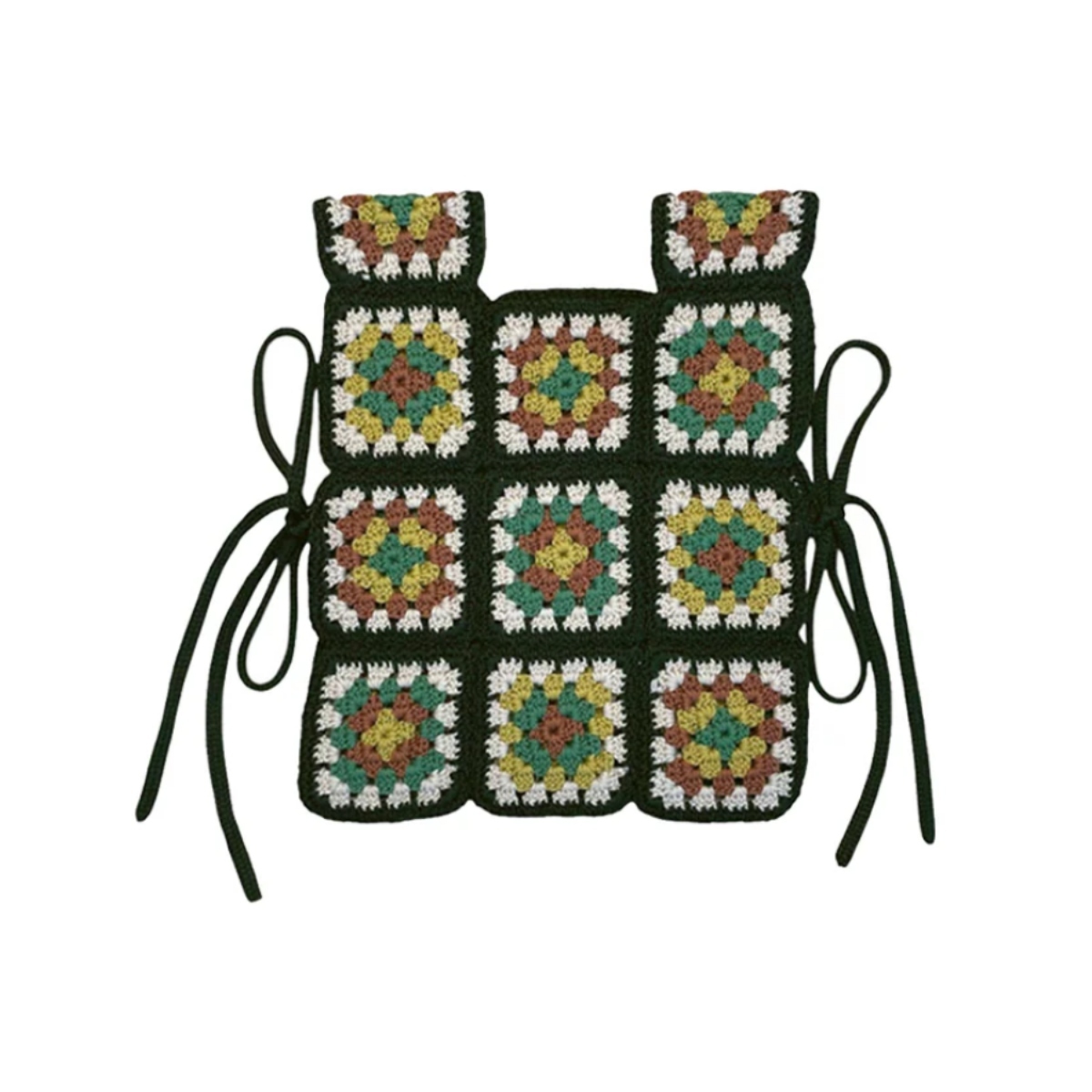 MABLI 側綁帶手工復古奶奶鉤織背心 BABA VEST - IVY MIX