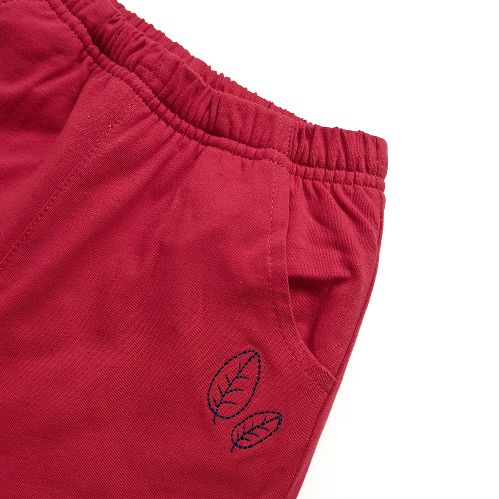 有機棉兒童/幼兒口袋鋪棉長褲-嫣紅 | 藍天畫布有機棉