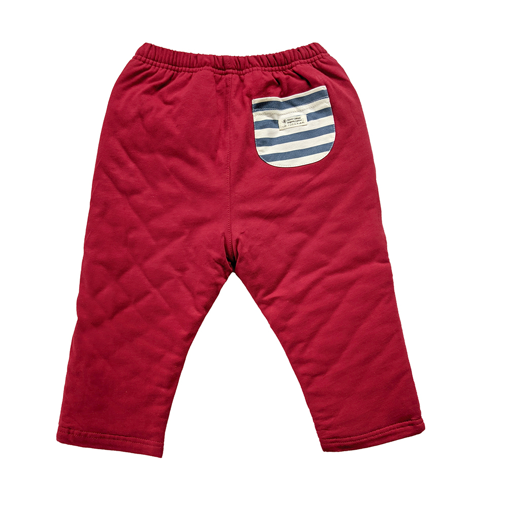 有機棉兒童/幼兒口袋鋪棉長褲-嫣紅 | 藍天畫布有機棉