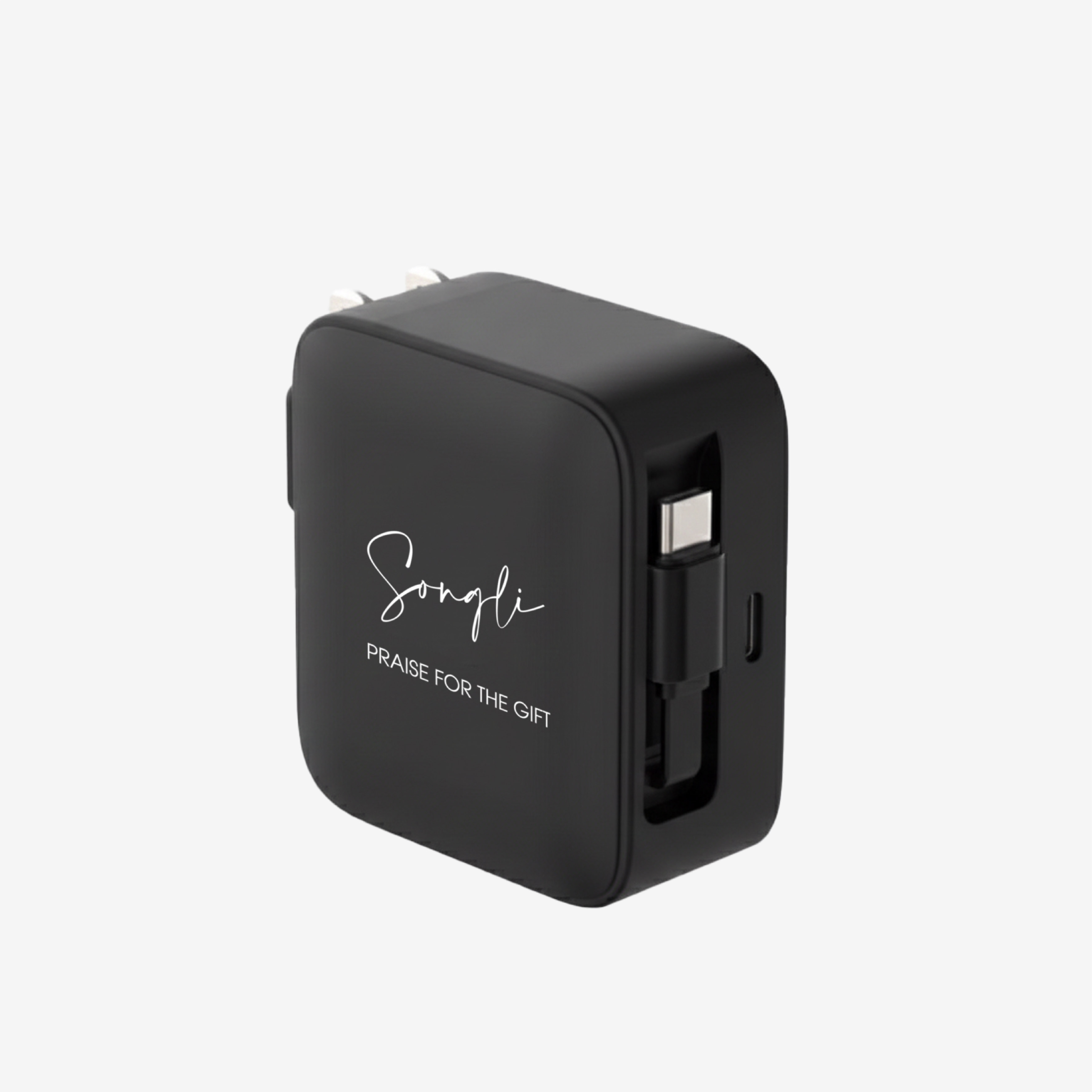 GaN14-45W快充氮化鎵旅行充電器|自帶typec伸縮線|客製化印刷|禮物包裝|台灣知名品牌POLYBATT 製造