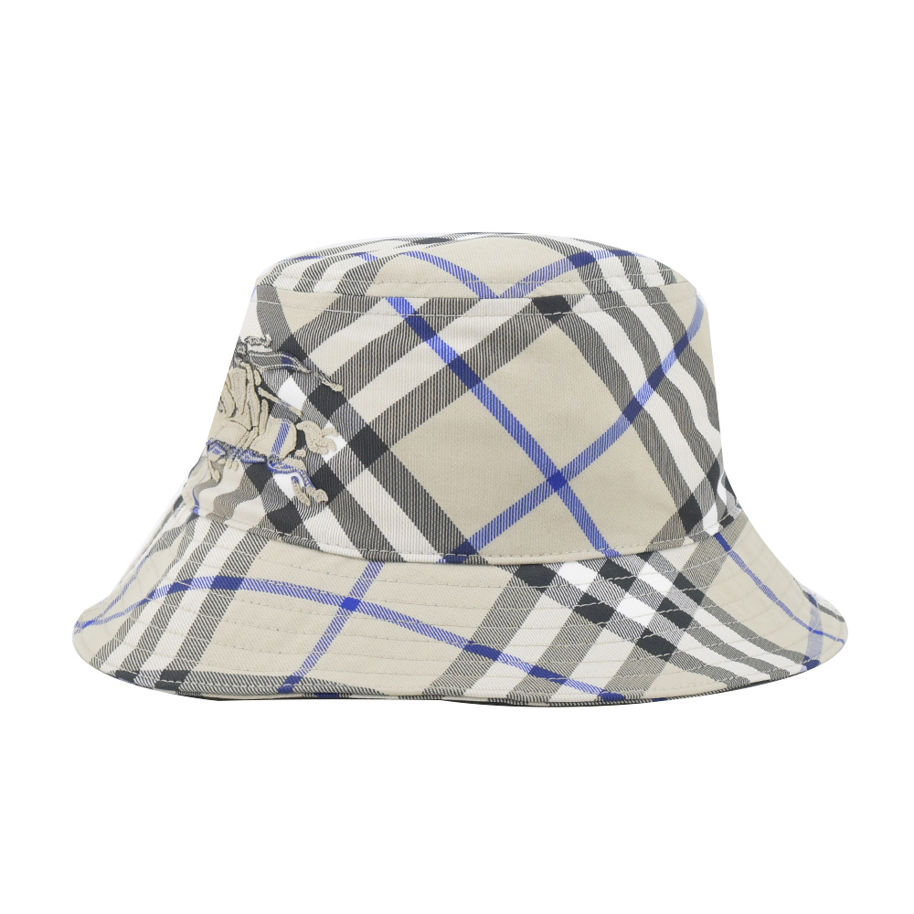【JS’Maxx】BURBERRY騎士標誌格紋棉質混紡漁夫帽(石色-S/M/L)