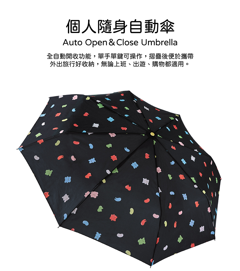 RAINSTORY軟糖熊抗UV個人防回彈自動傘