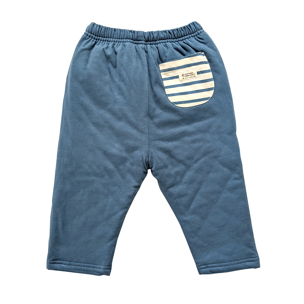 有機棉兒童/幼兒口袋鋪棉長褲-靛藍 | 藍天畫布有機棉