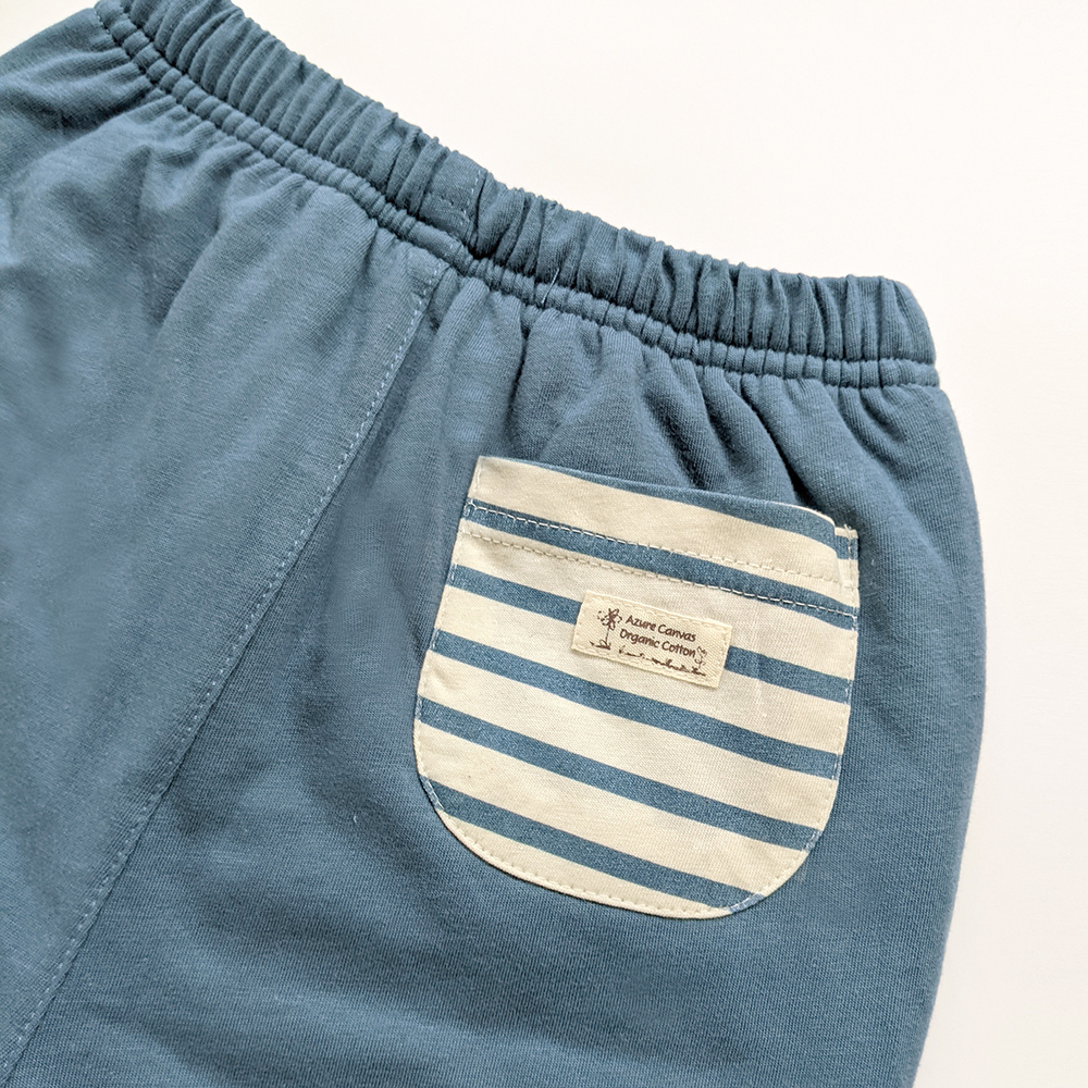 有機棉兒童/幼兒口袋鋪棉長褲-靛藍 | 藍天畫布有機棉