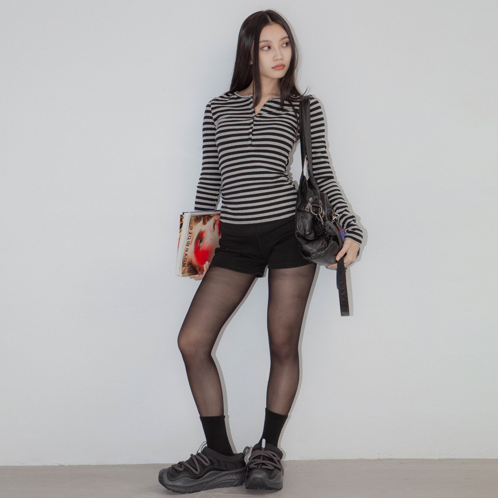 條紋單排扣長袖上衣(in stock)