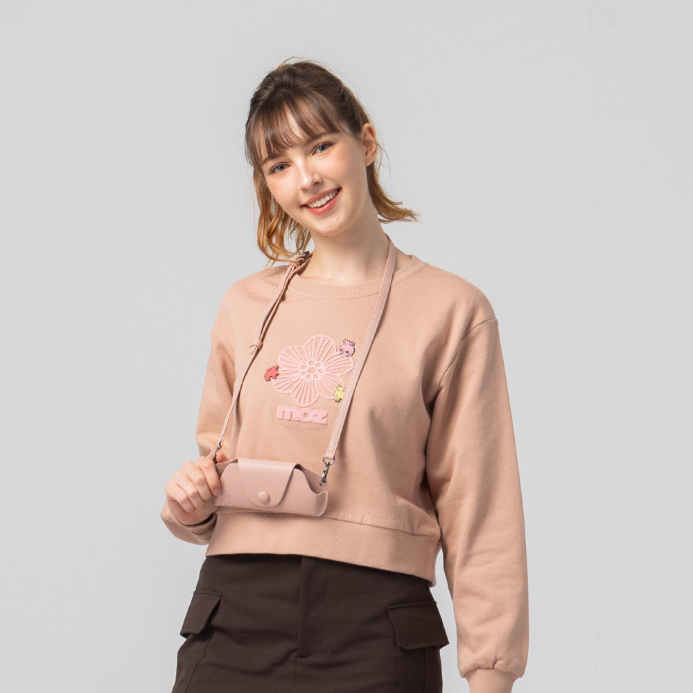 絨毛繡 駝鹿Bloom 100%純棉 大學T-蜜桃粉(亞洲版)