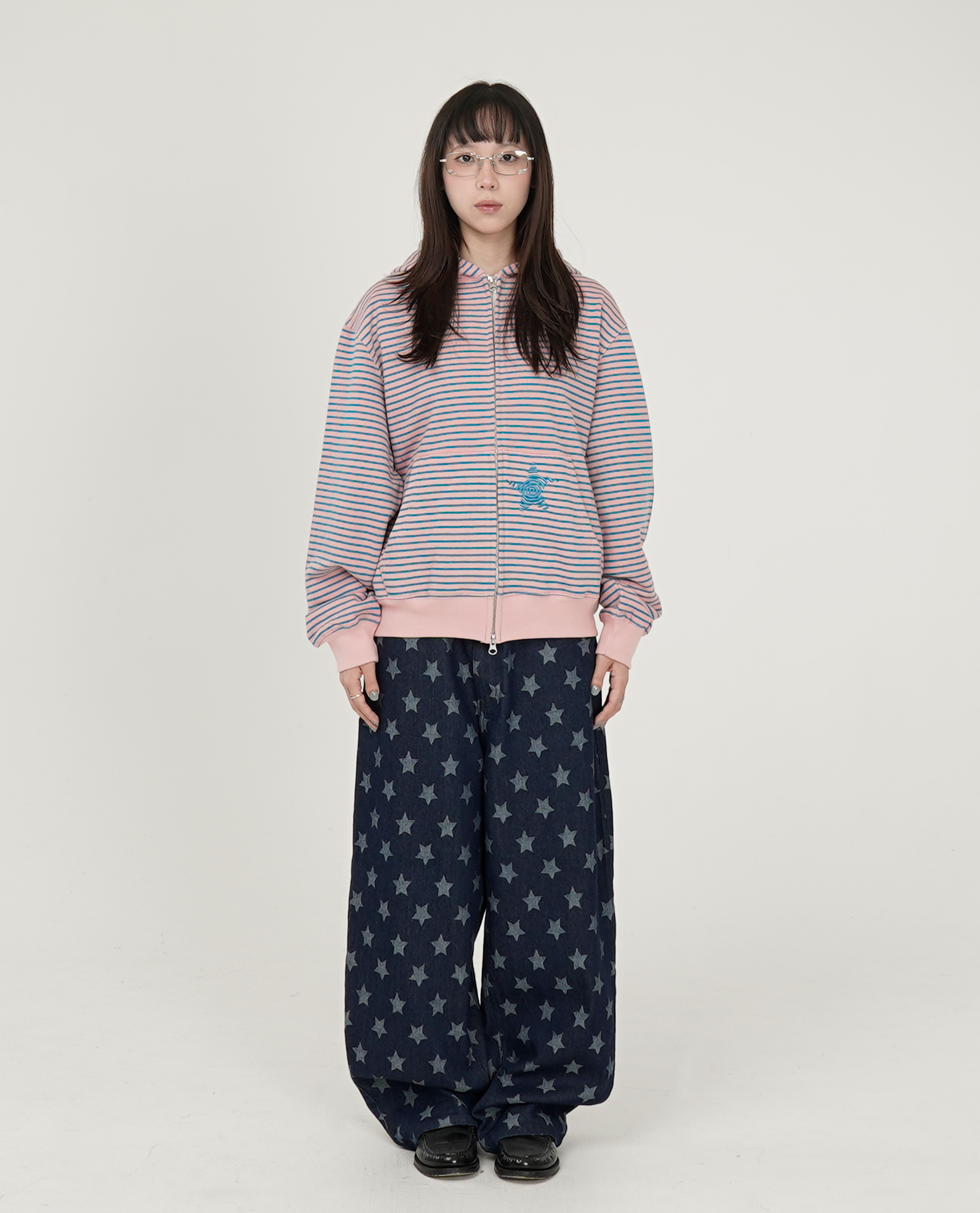 WEBHOUSE Twister Star Pocket Stripe Hoodie Zip-up - 25FW