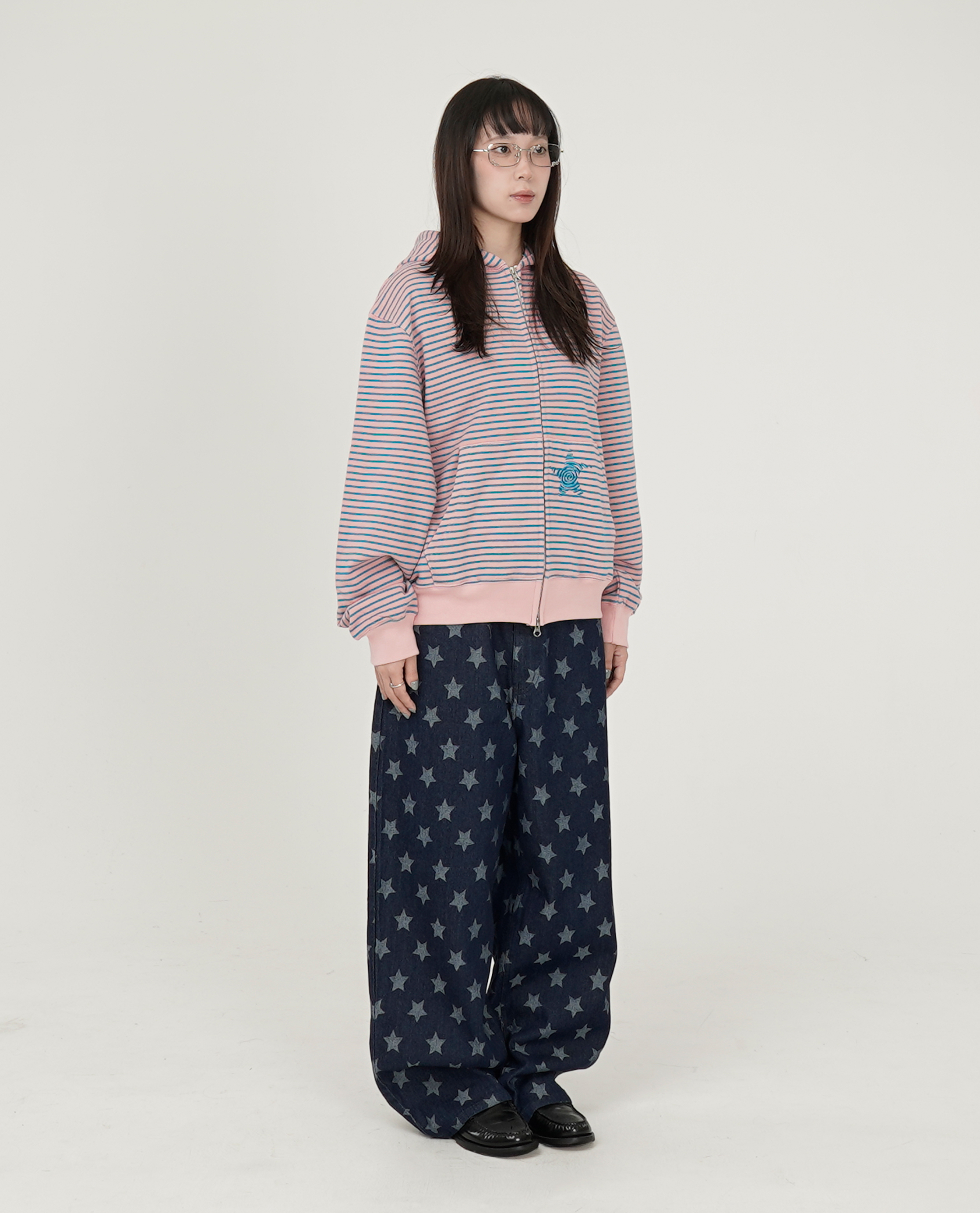 WEBHOUSE Twister Star Pocket Stripe Hoodie Zip-up - 25FW