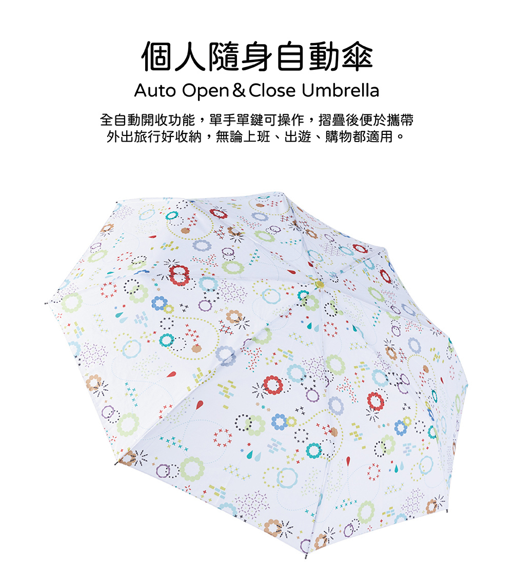 RAINSTORY繽紛幾何抗UV個人防回彈自動傘
