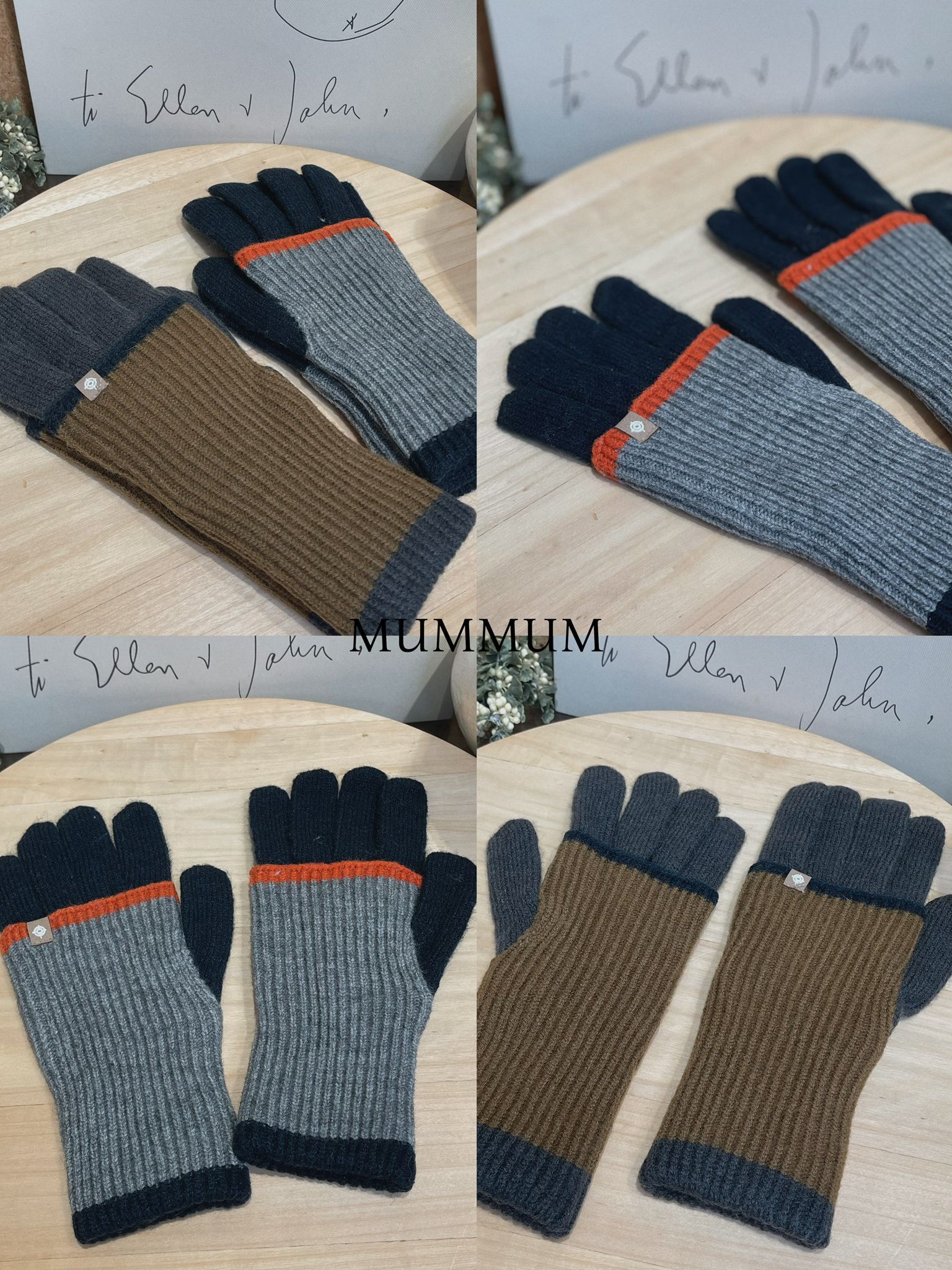 ac888/拼色針織長款手套