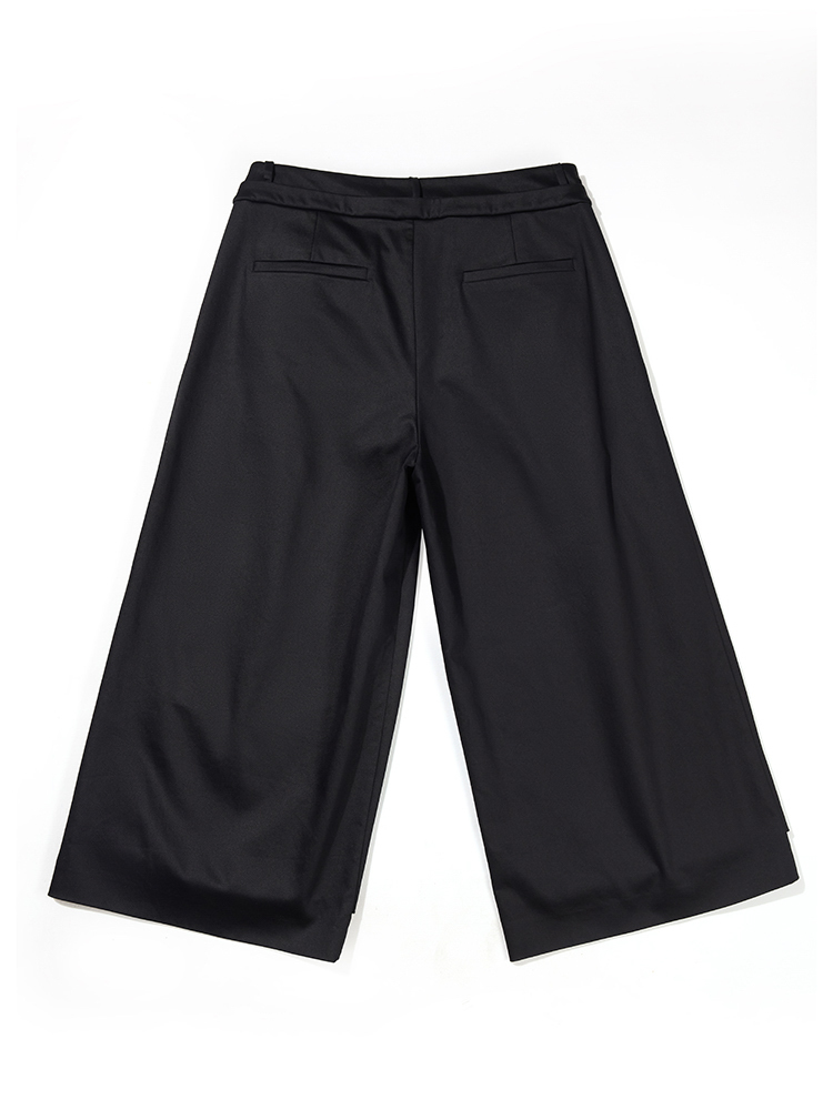 NOUVEAU PROJECT 褲頭雙層打褶九分褲 黑 2號