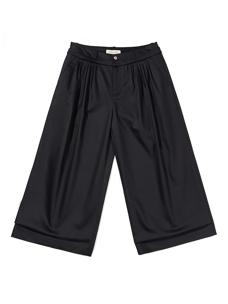 NOUVEAU PROJECT 褲頭雙層打褶九分褲 黑 2號