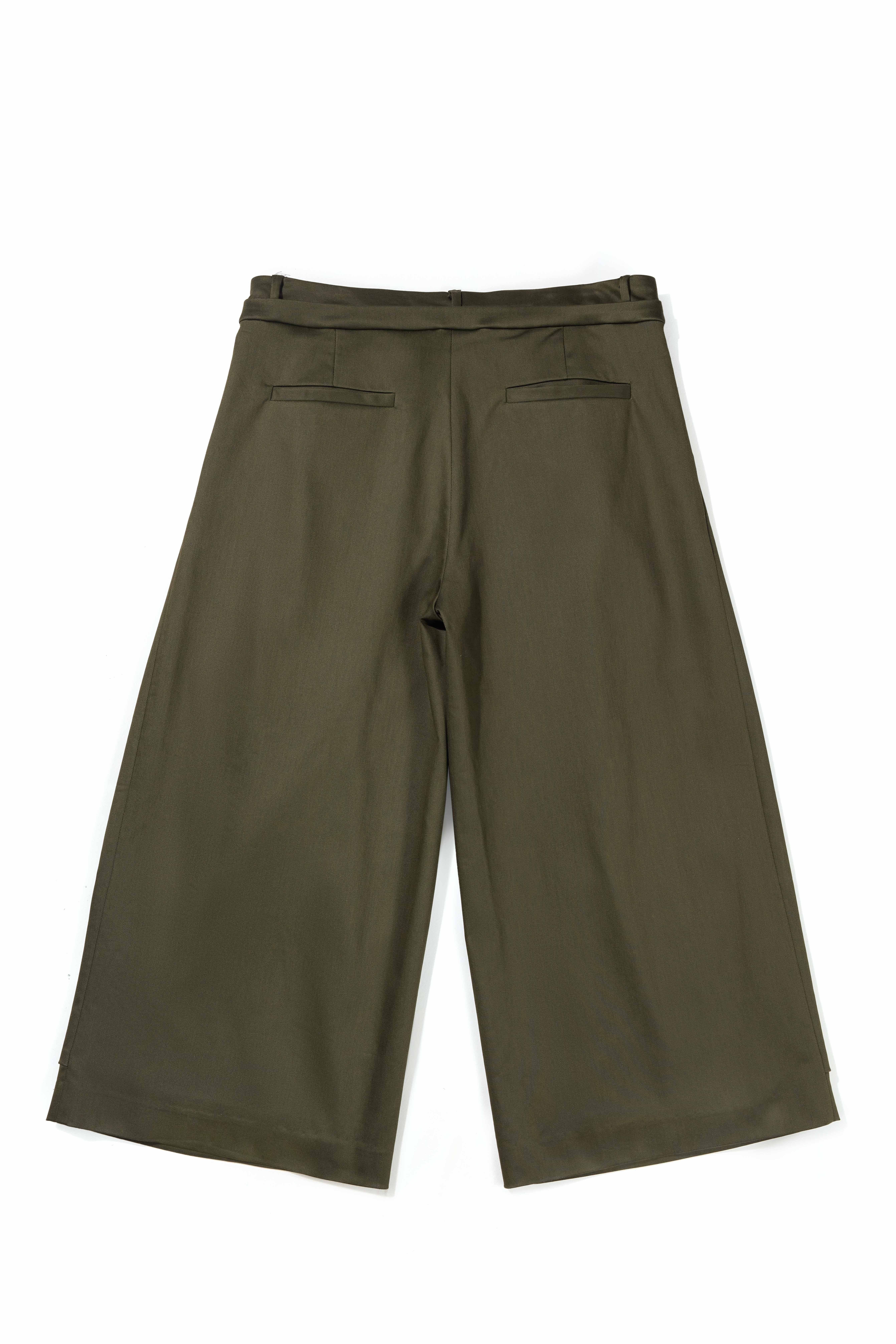 NOUVEAU PROJECT 褲頭雙層打褶九分褲 綠 2號