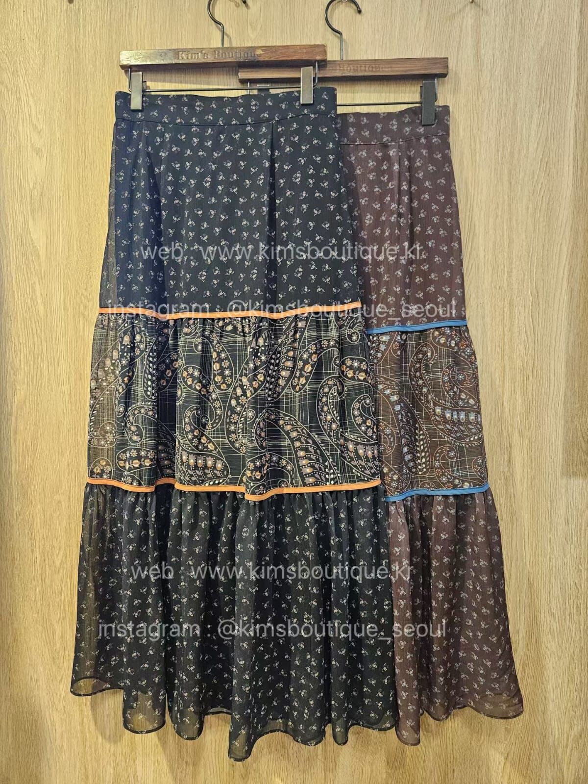 KM5205  民族風花圖案雪紡半裙