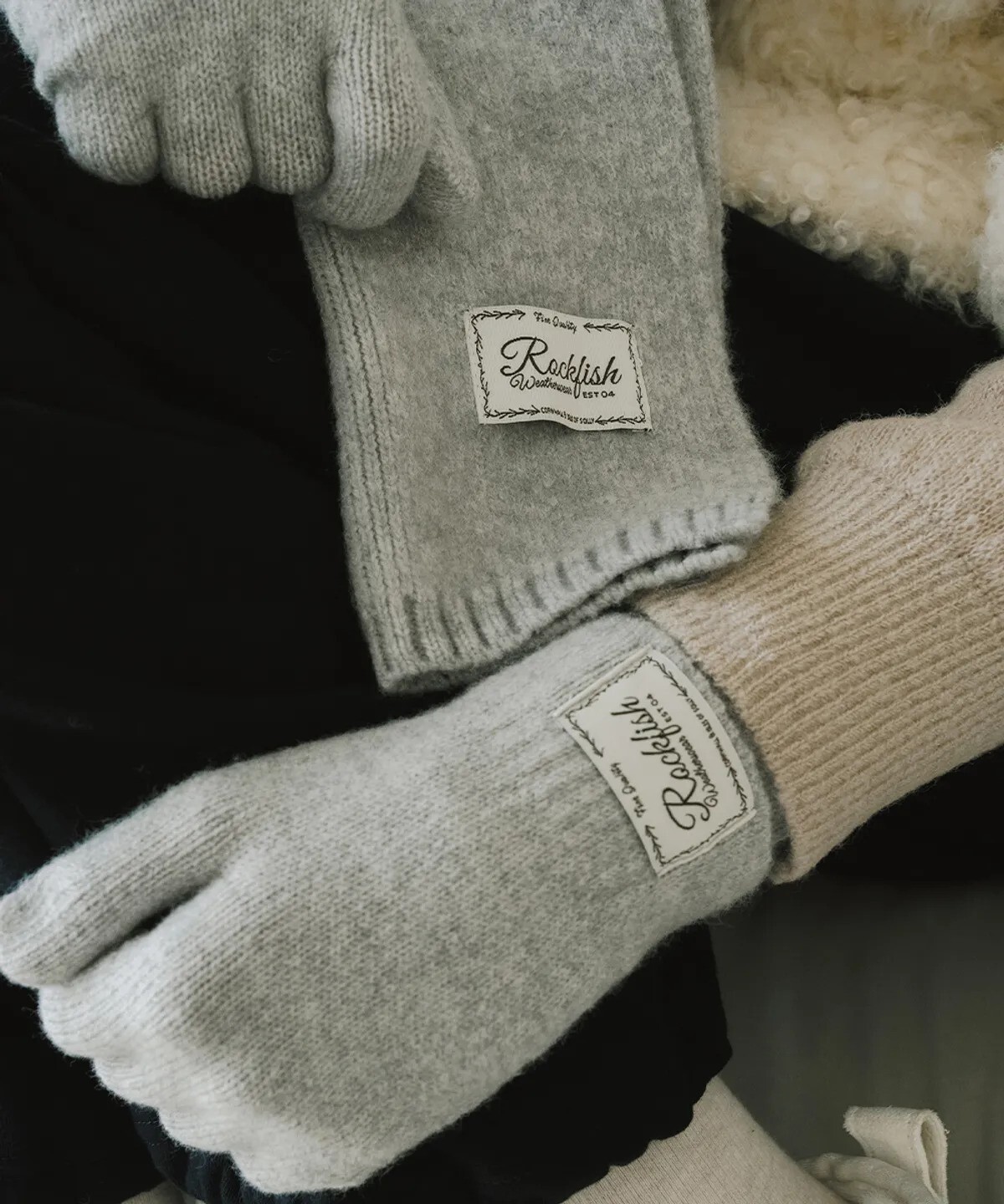 Rockfish Weatherwear - FLUFFY GLOVES & SCARF SET (MELANGE GREY)