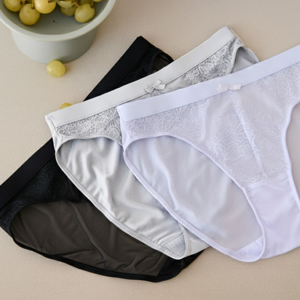 【Night · Beauty Sleep】Low-rise Full Coverage Lace Panty (Grey)