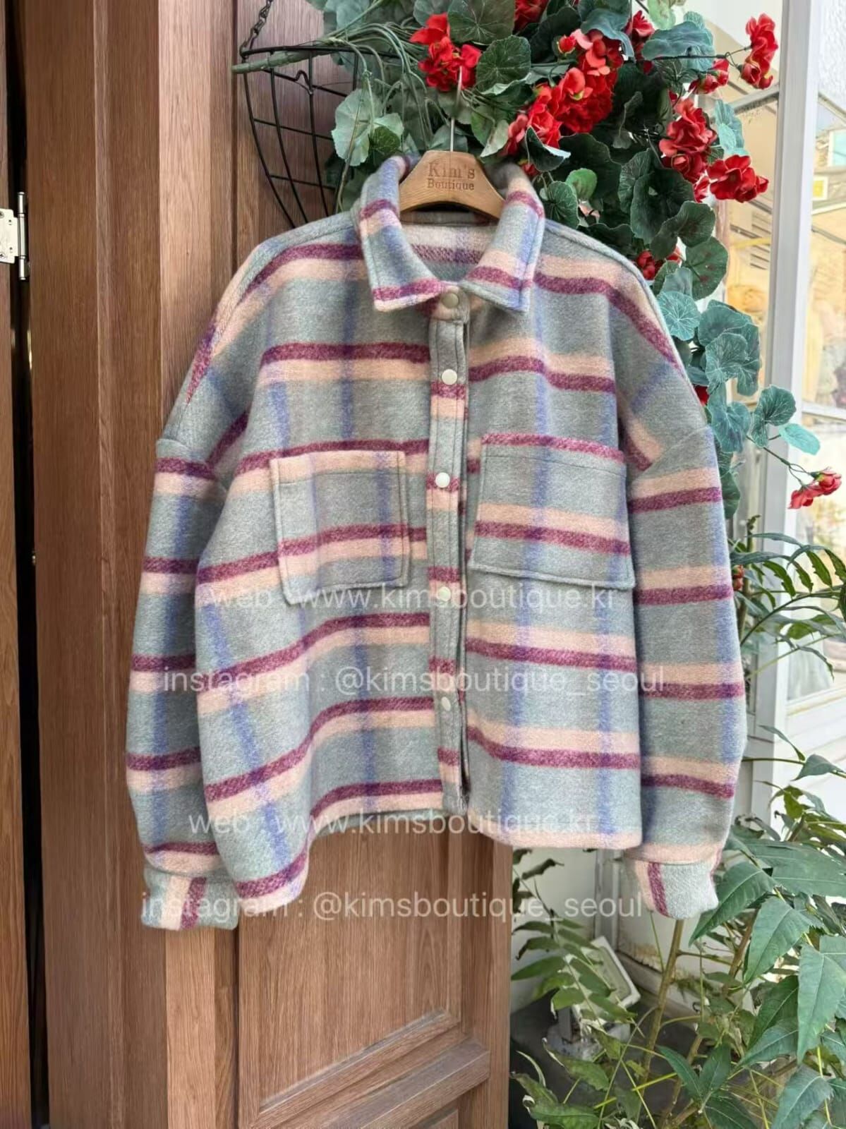 KM5207 橫紋羊毛混紡襯衫外套