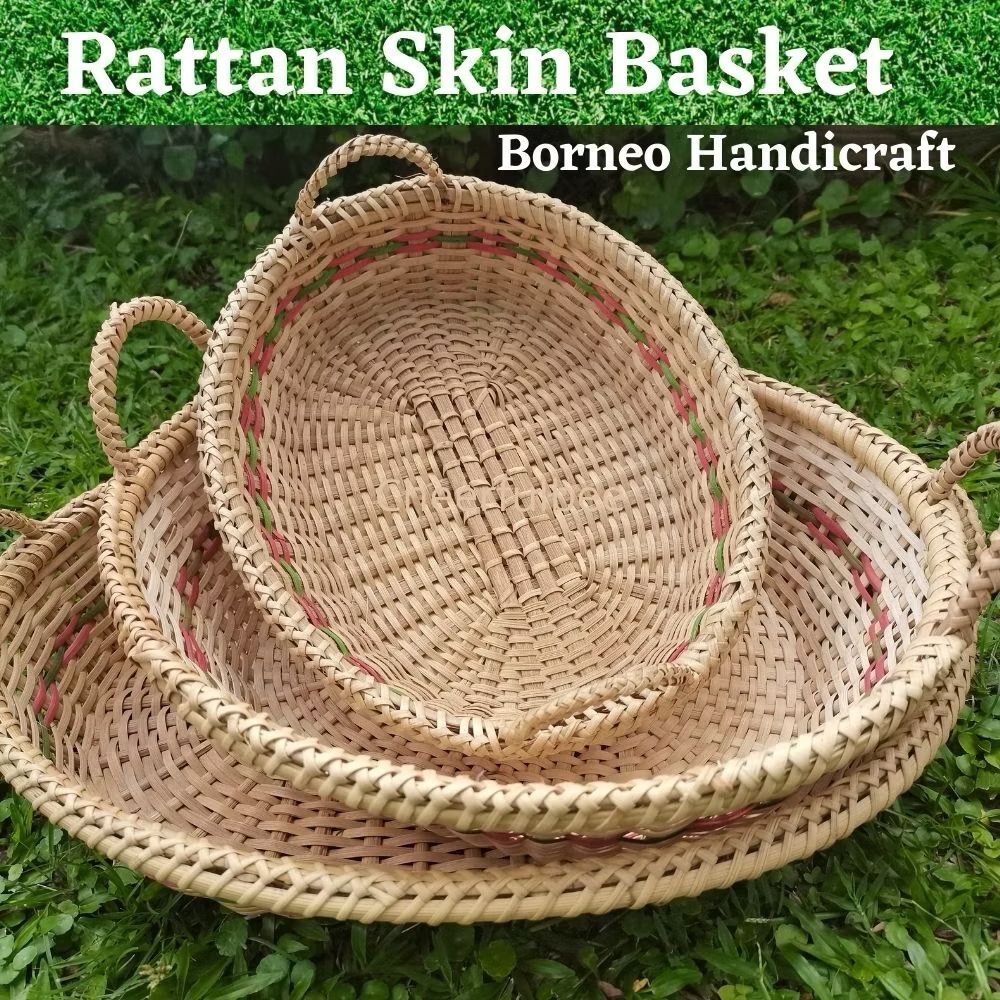 [The Rattan House] GRADE A Handcrafted Borneo Rattan Tray Rattan Basket Gift Bakul Anyaman Rotan Kulit Sarawak