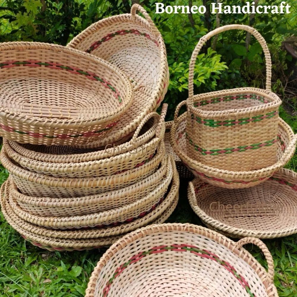 [The Rattan House] GRADE A Handcrafted Borneo Rattan Tray Rattan Basket Gift Bakul Anyaman Rotan Kulit Sarawak