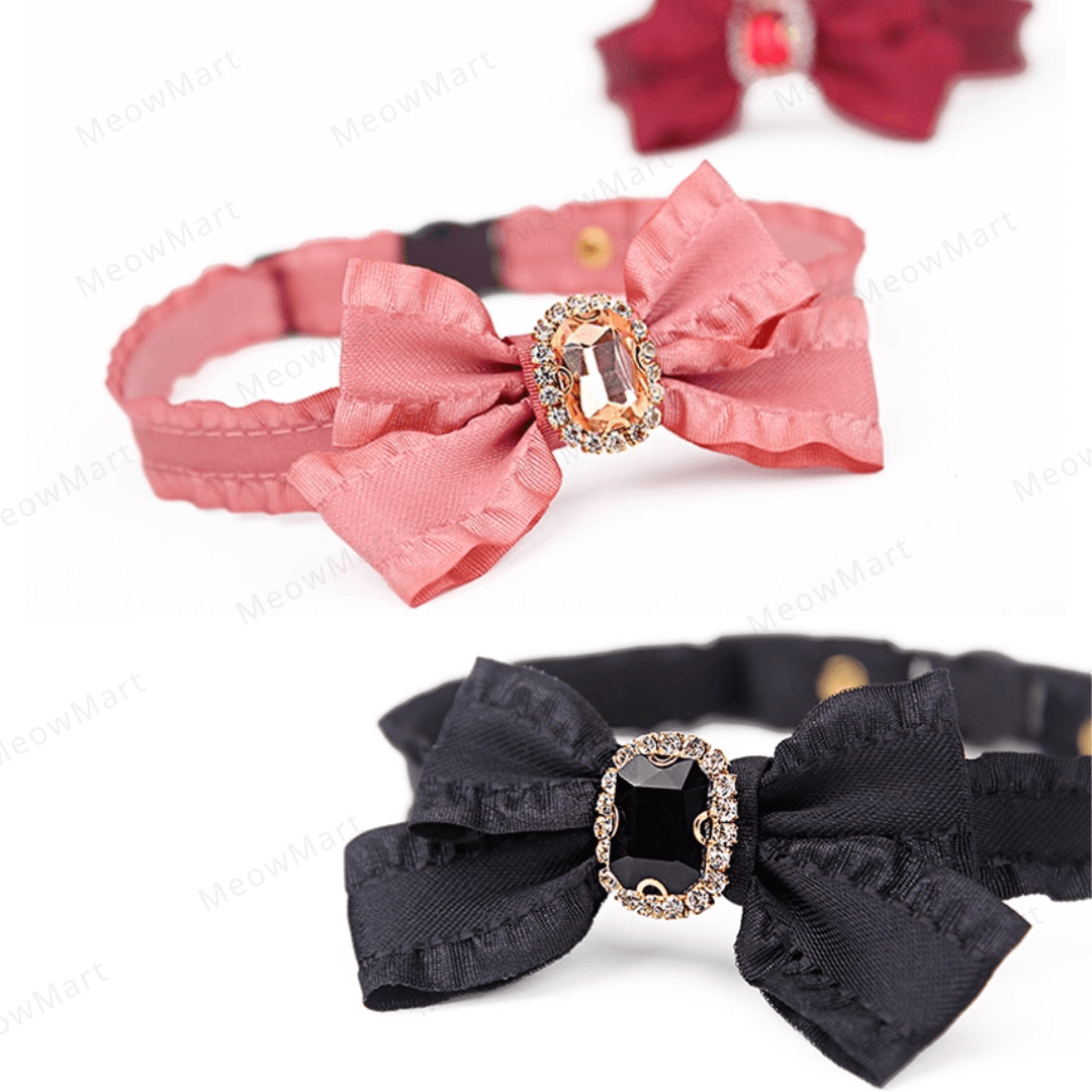 浪漫鑽石蝴蝶結貓頸圈