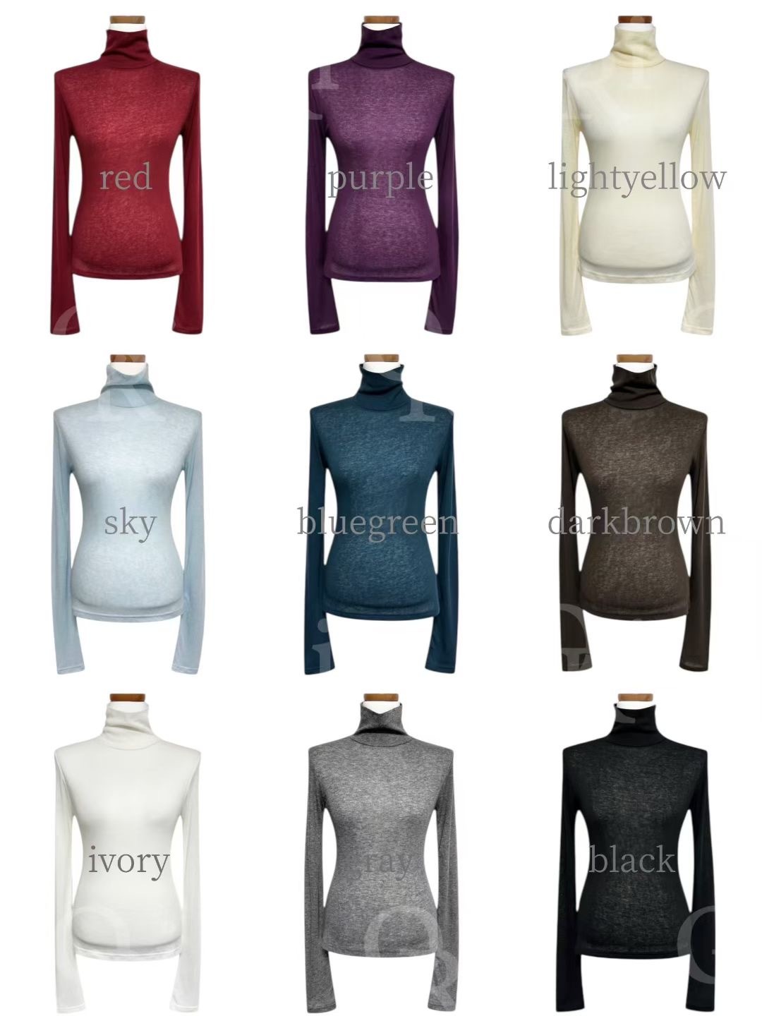 ORI 超多靚色透透半高領tee