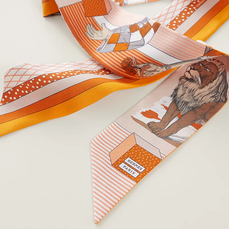 Hermes Grand Theatre Nouveau Twilly poudre / orange cuit / caramel