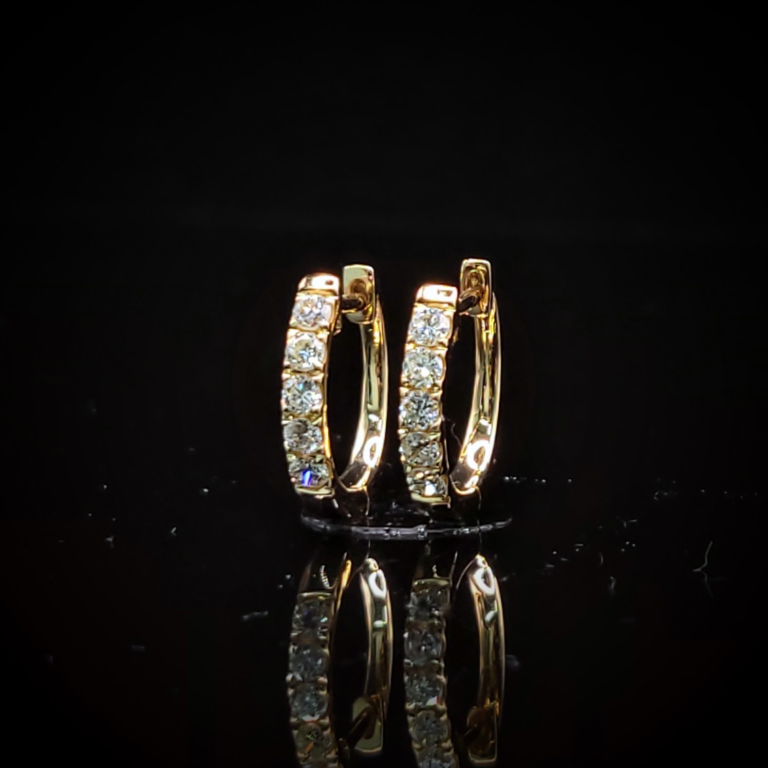 全新18K黃金22份鑽石圈耳環