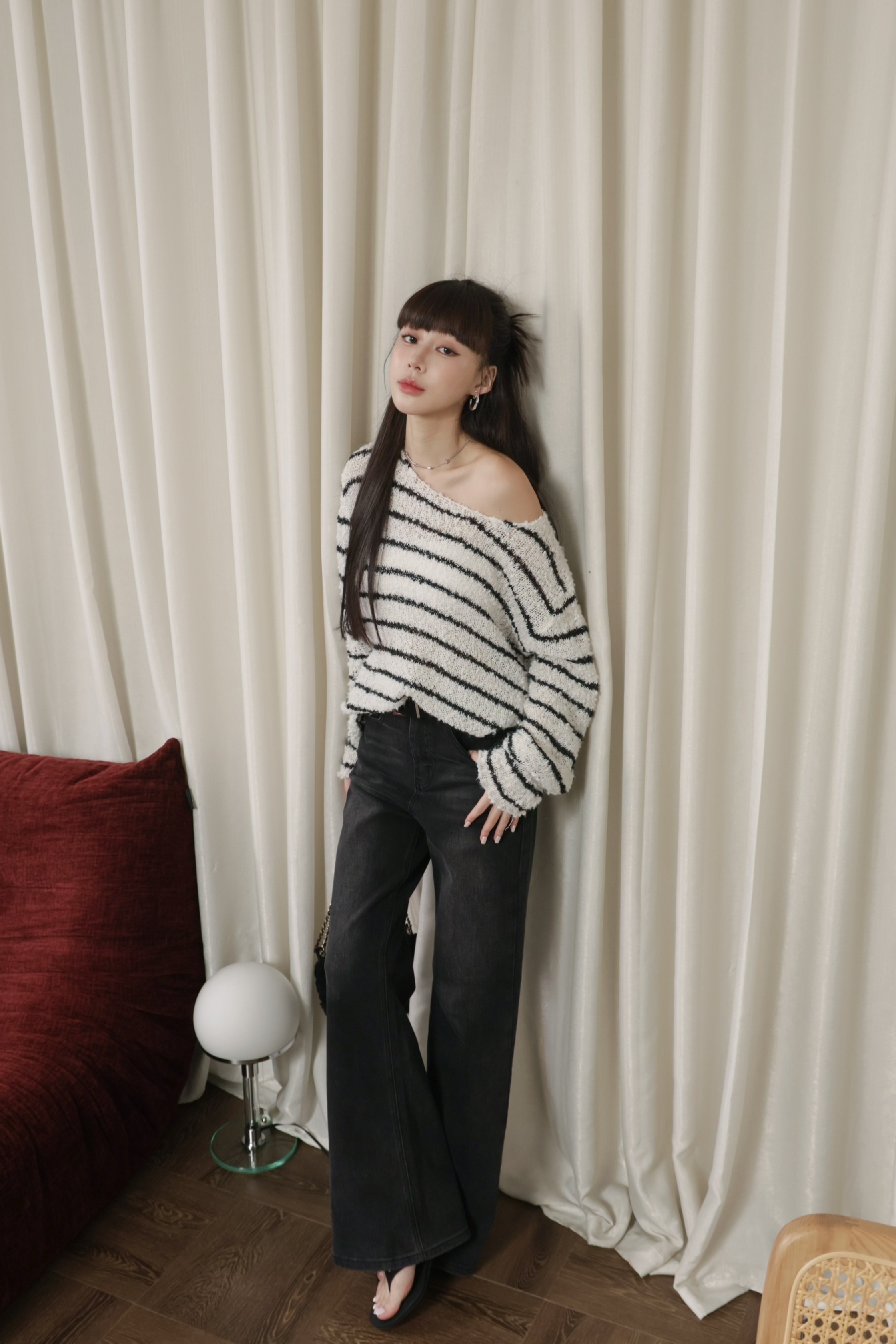 （現貨）碳灰色直筒長腿褲 N33