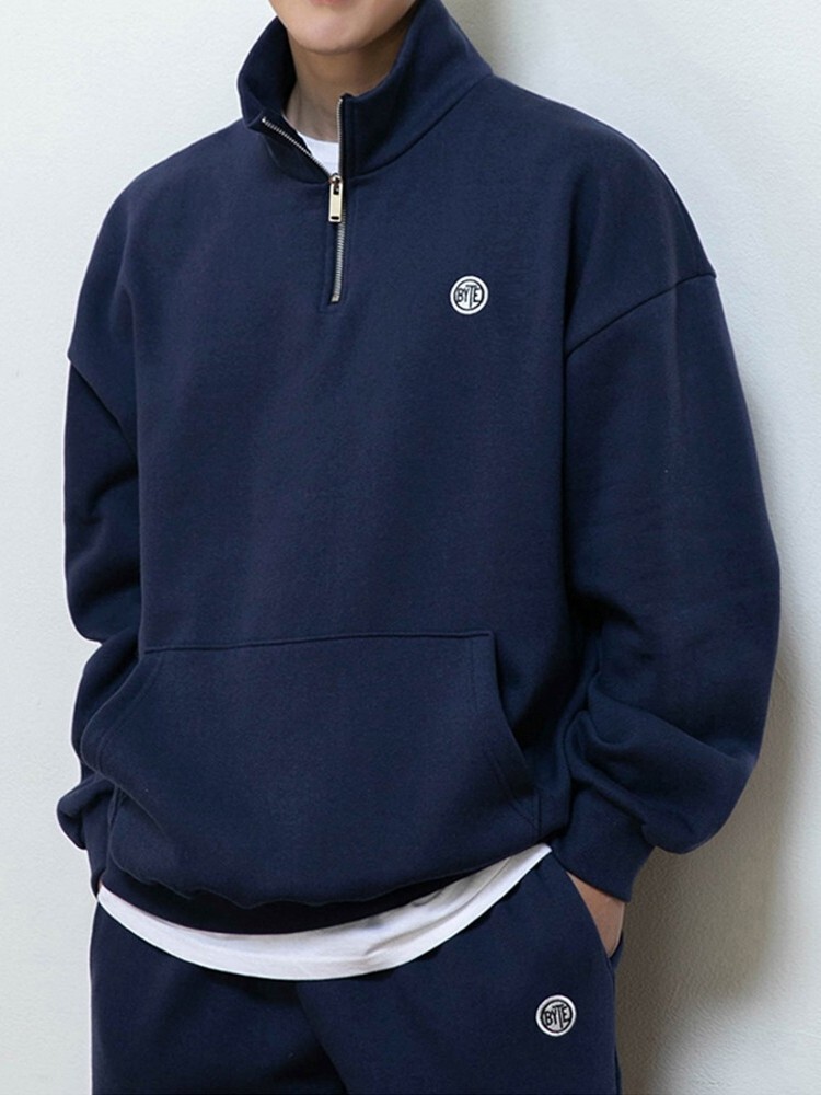 Bite 拉絨半拉鍊大學T