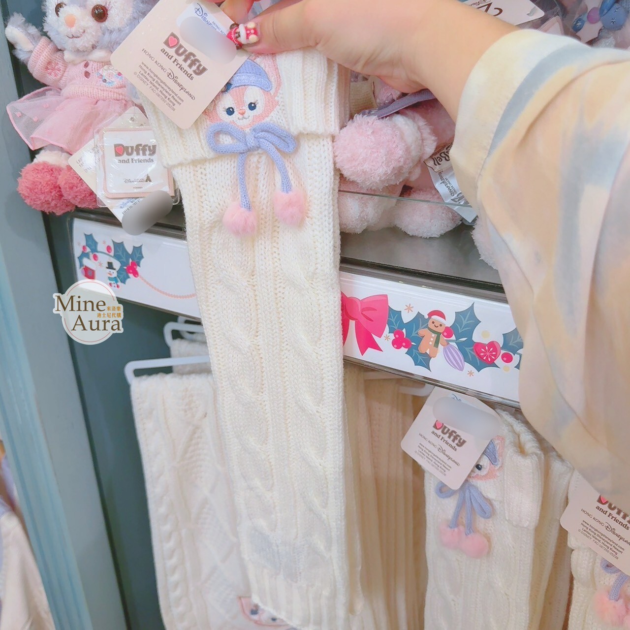 冬日暖洋洋 達菲 Duffy 與好友 玲娜貝兒 LinaBell 大頭圖案 襪套 -香港迪士尼樂園