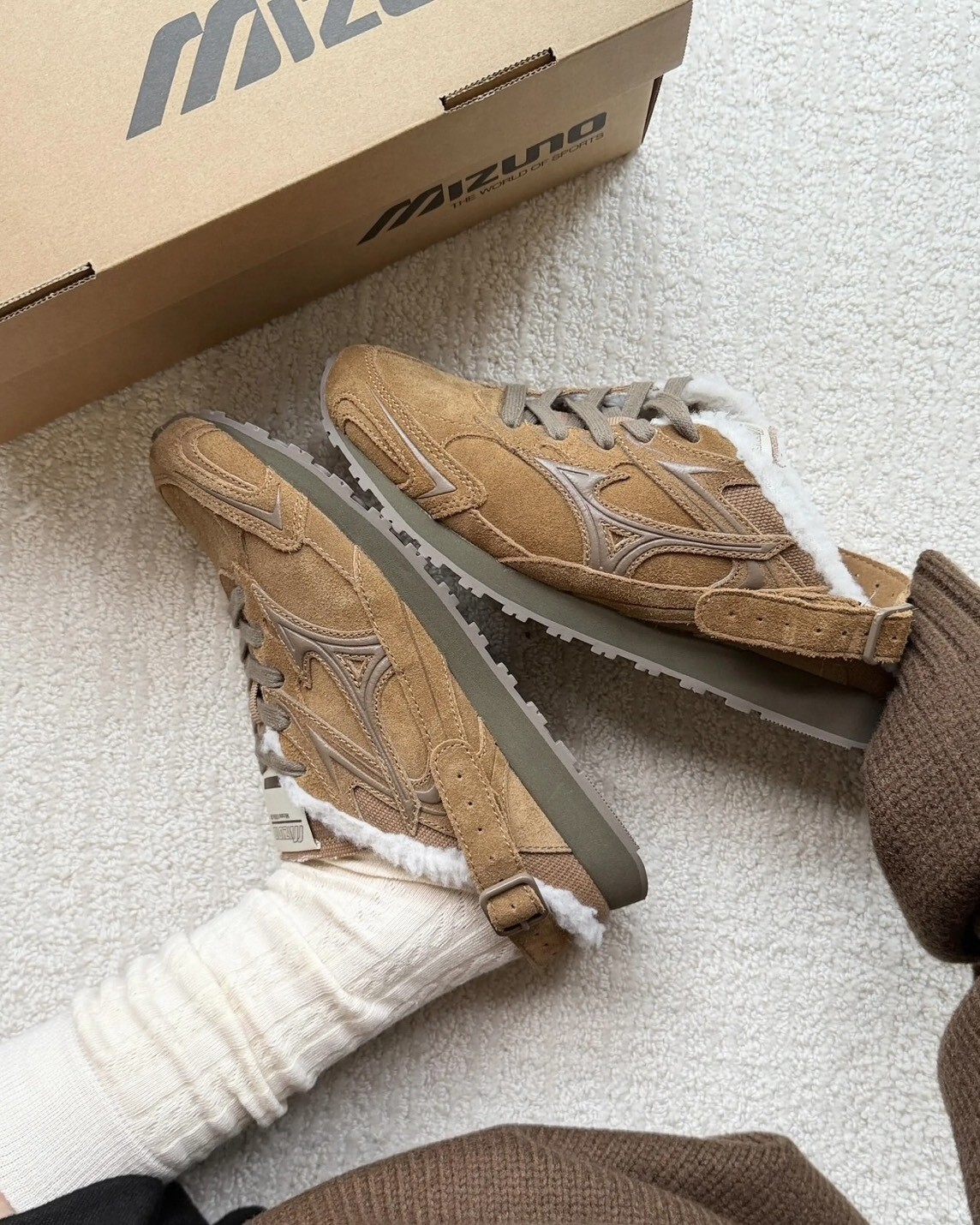 美津濃 Mizuno Lg 60s Slipper 復古棕 毛毛拖 羊羔毛 2色