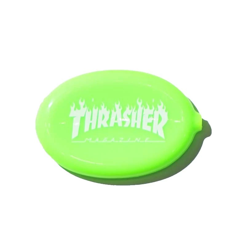 THRASHER FLAME COIN POUCH 火焰LOGO 綠 零錢包 橡膠 TSO1746800105 [台灣現貨]