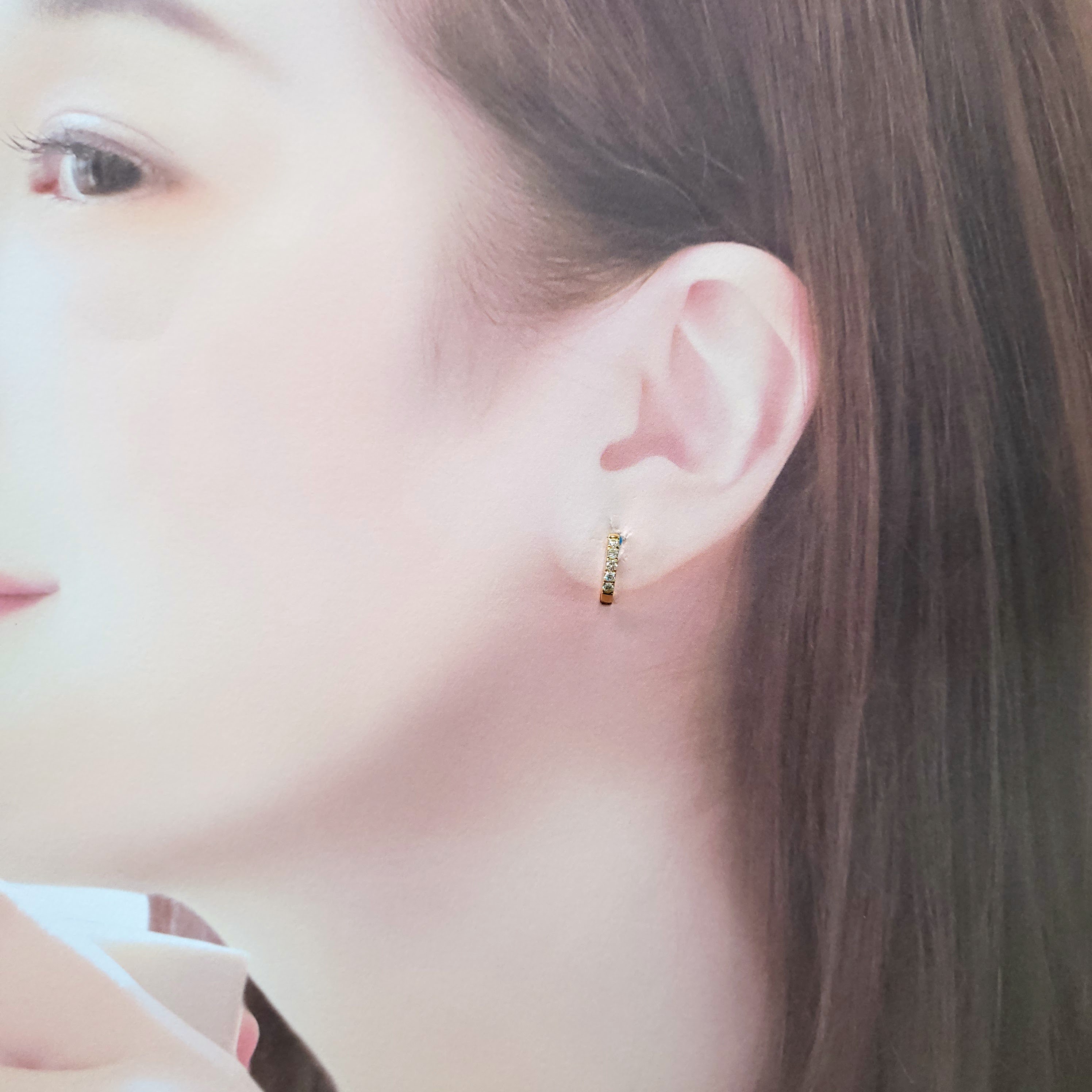 全新18K黃金22份鑽石圈耳環