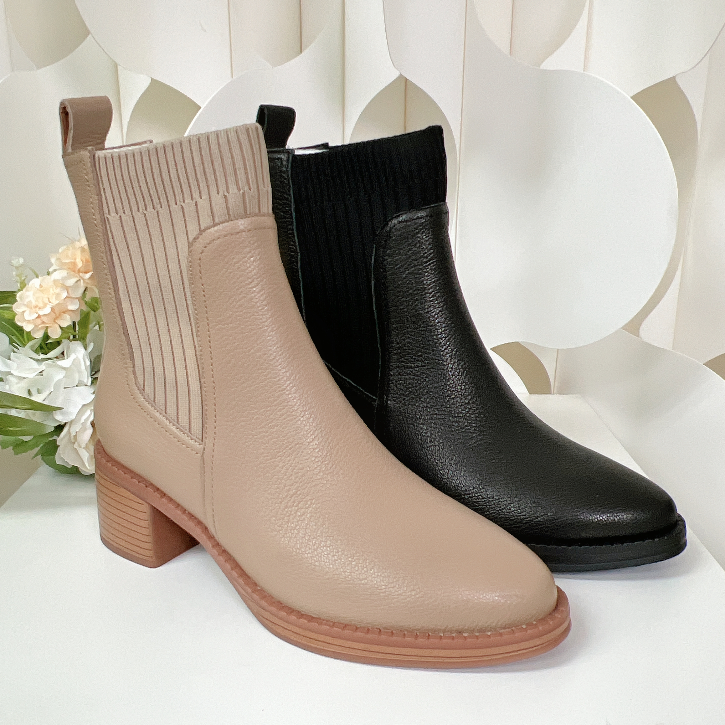 頭層羊皮皮革短靴(正常碼)(後高2吋)(35-40)906-19 #2511clo