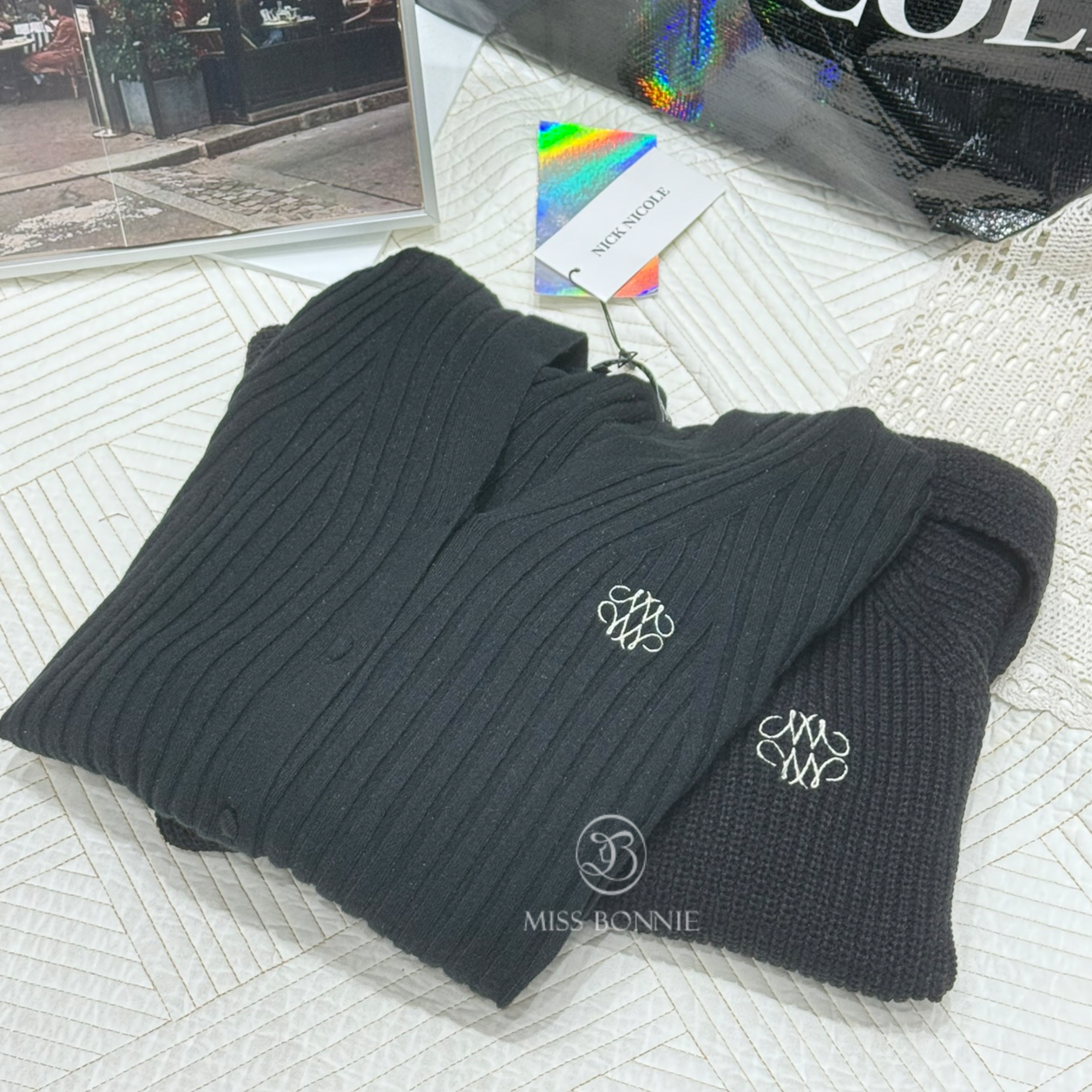 Nick Nicole RIBBED開襟針織外套